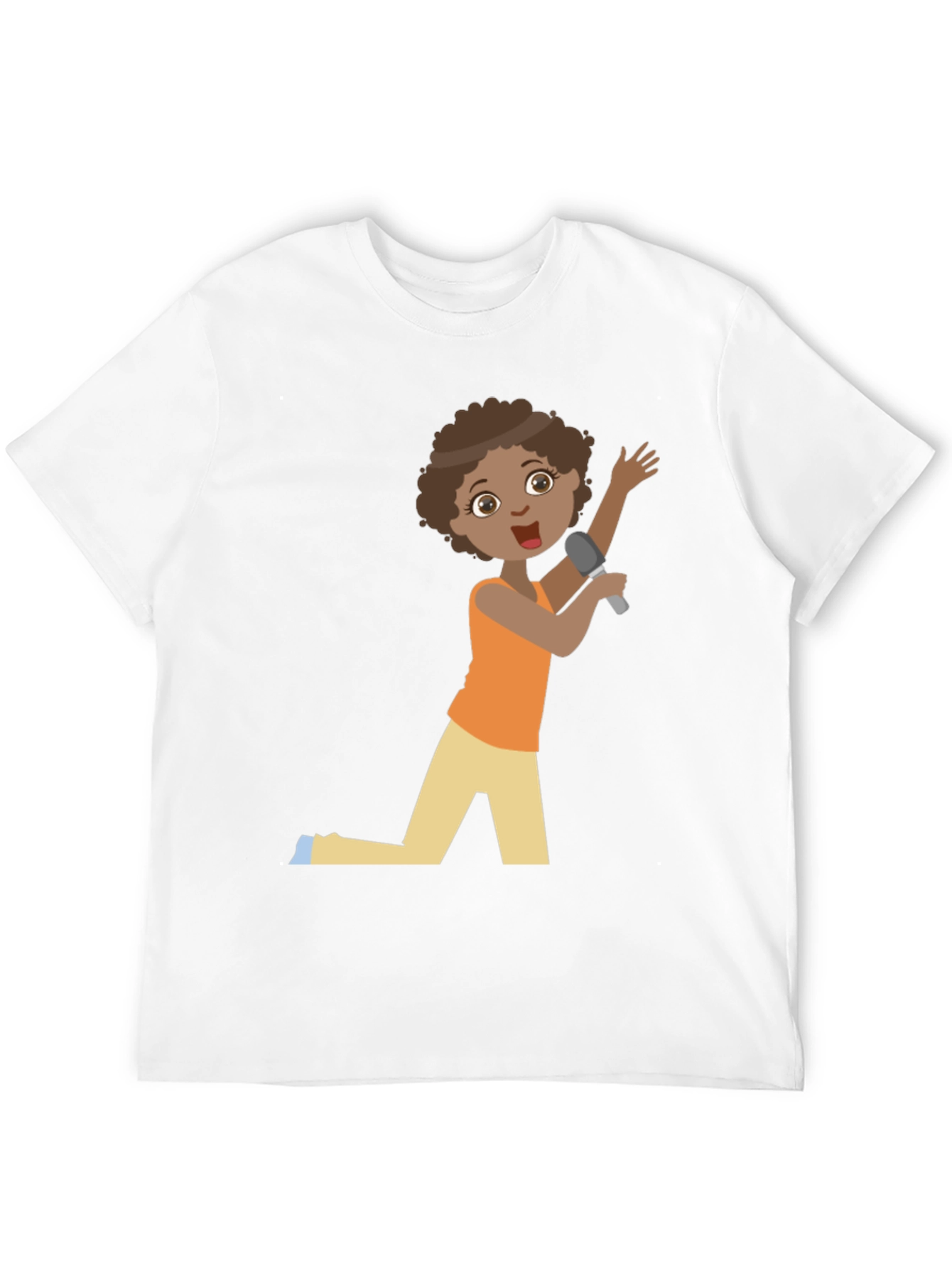 Cartoon Singer Graphic Tee - Black Unisex T-Shirt