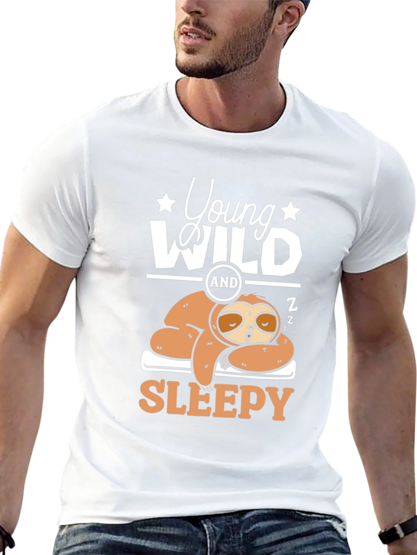 Young Wild and Sleepy Sloth Graphic Tee