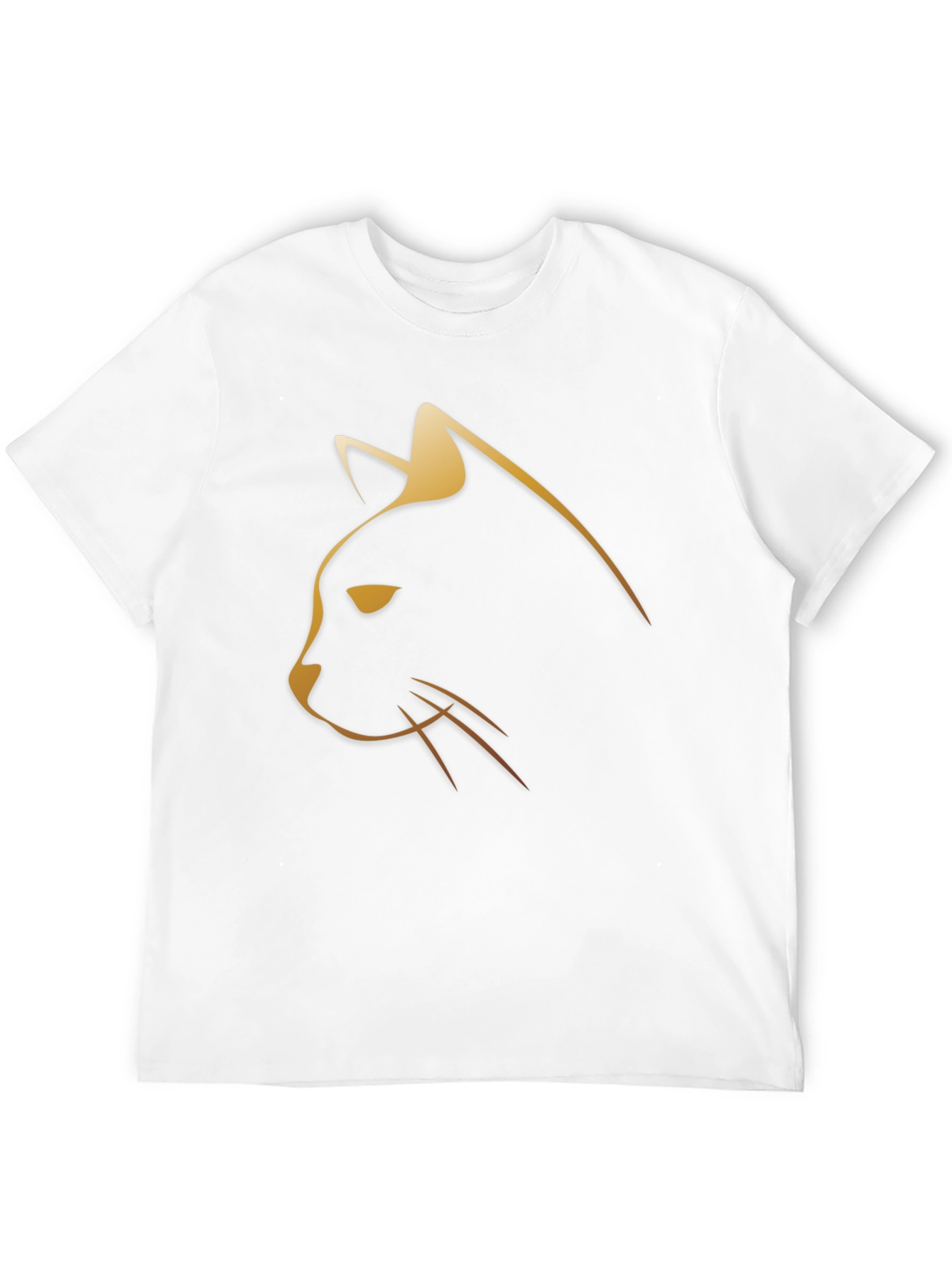 Sleek Cat Graphic Tee - Modern Golden Feline Design
