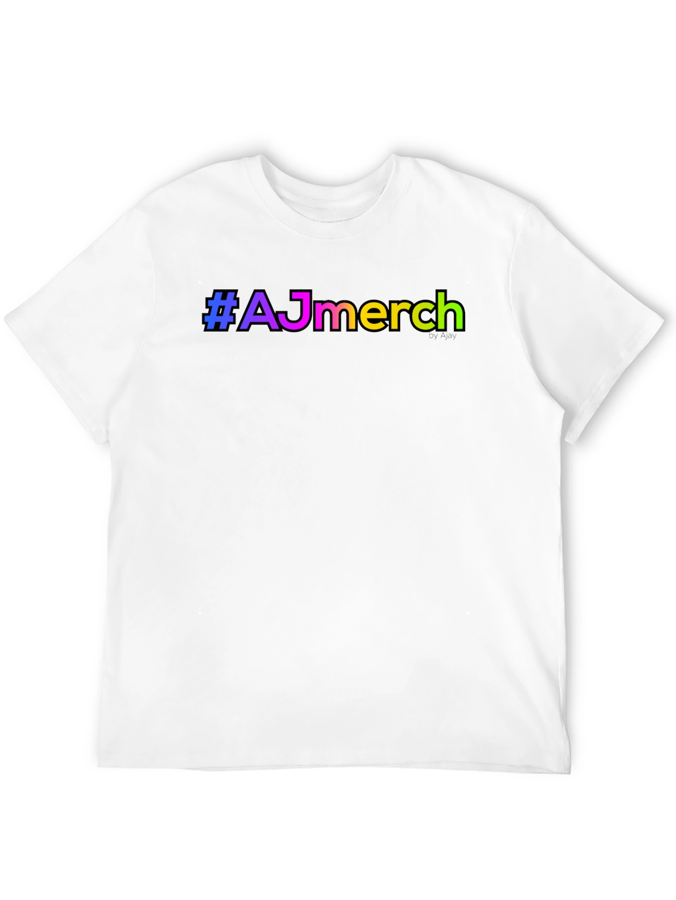 #AJmerch Rainbow Text Black T-Shirt