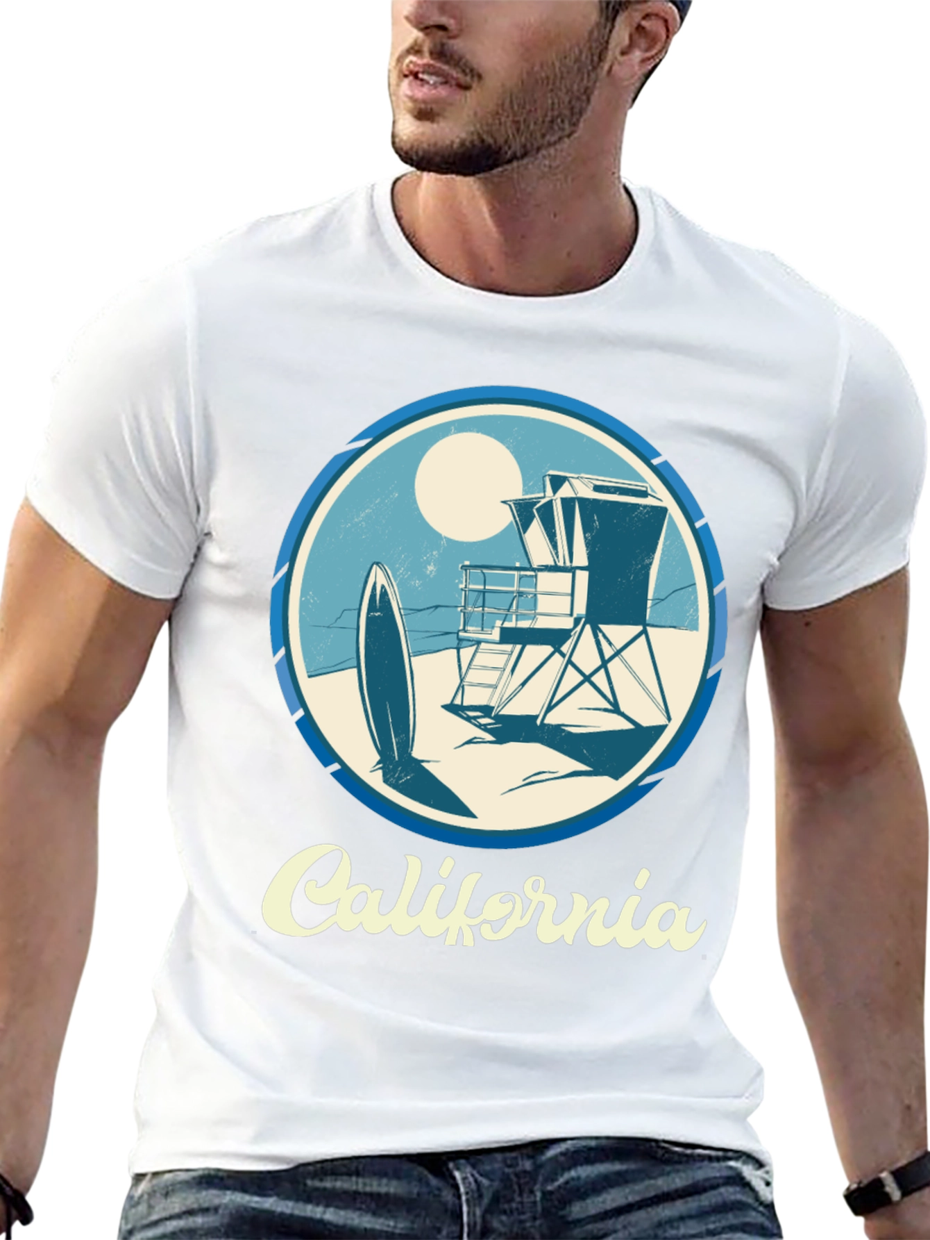 California Surf Scene Graphic T-Shirt - Black