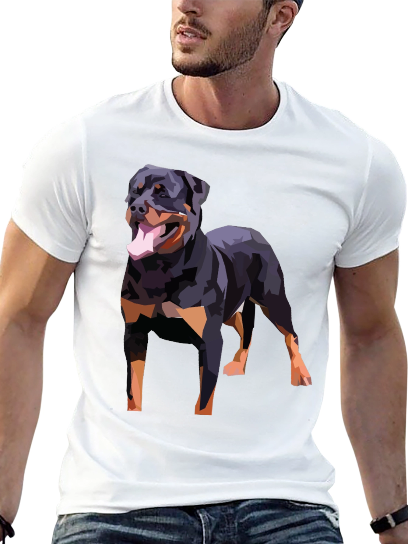 Rottweiler Dog Graphic Tee - Black Short Sleeve