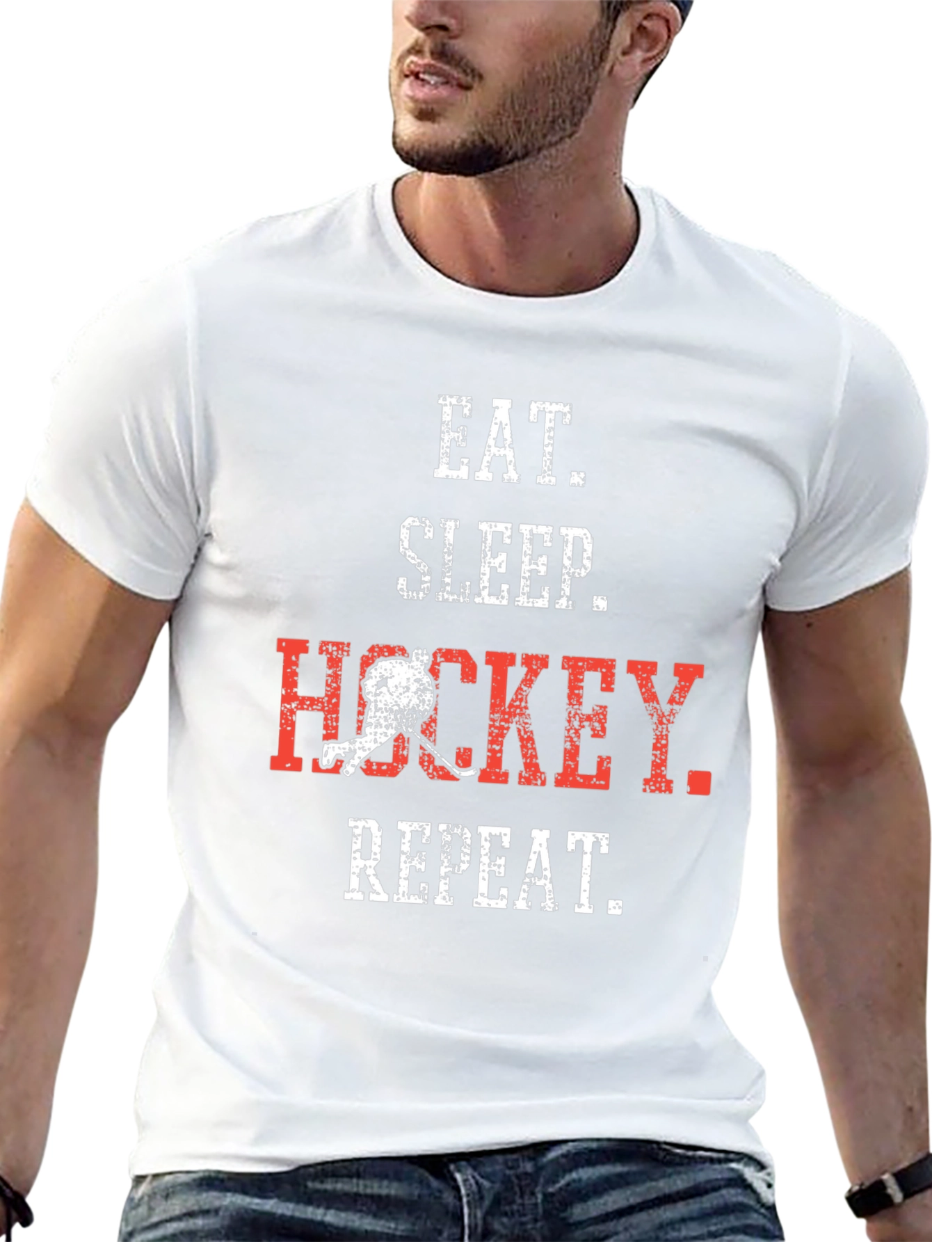 Eat Sleep Hockey Repeat Graphic Tee