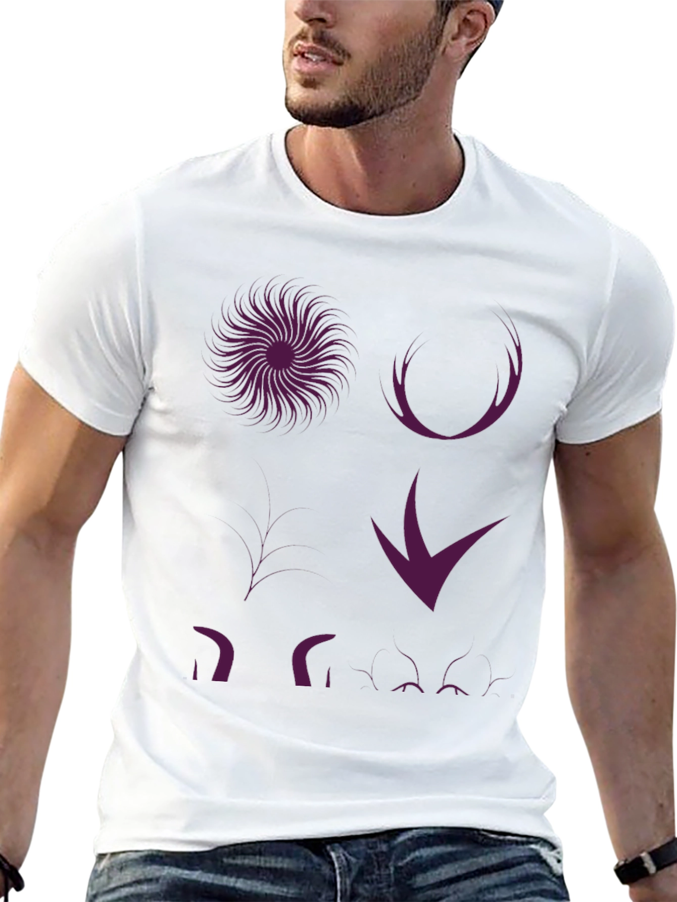 Graphic Print T-Shirt - Abstract Purple Design