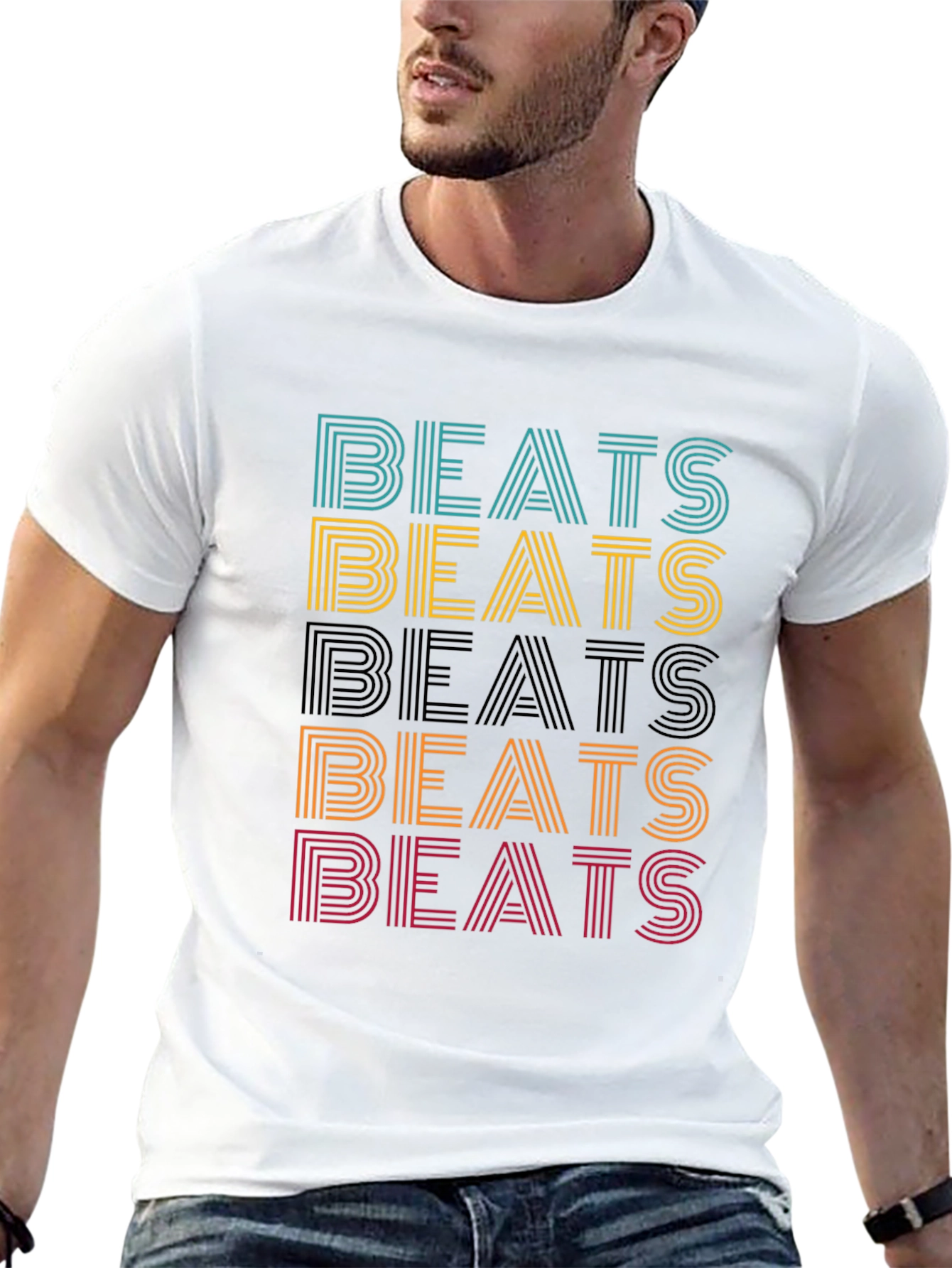 Retro Beats Graphic Tee - Mens Black Cotton T-Shirt