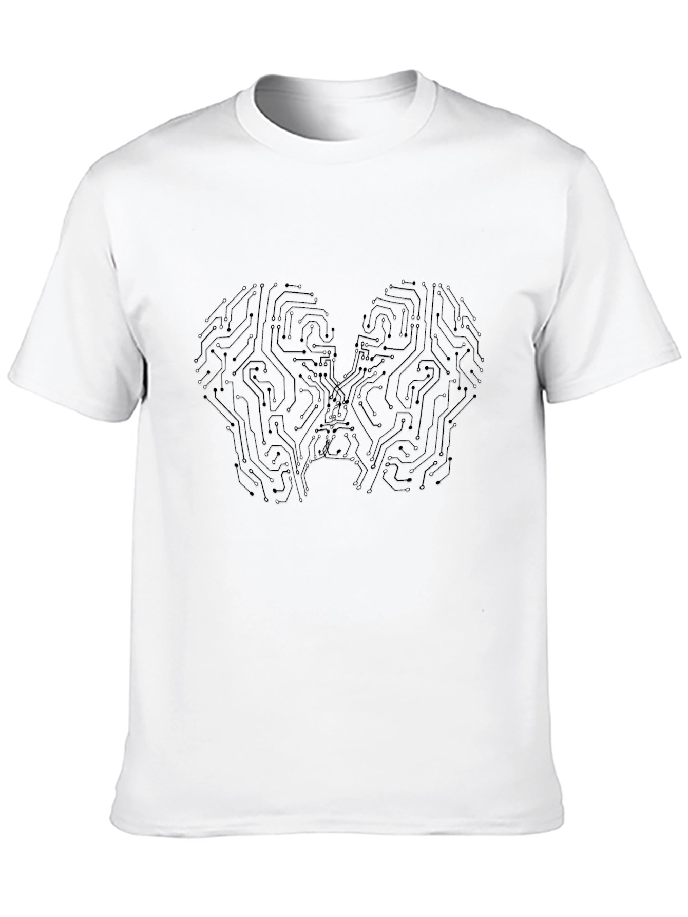 Circuit Brain Graphic Tee - Black Casual T-Shirt