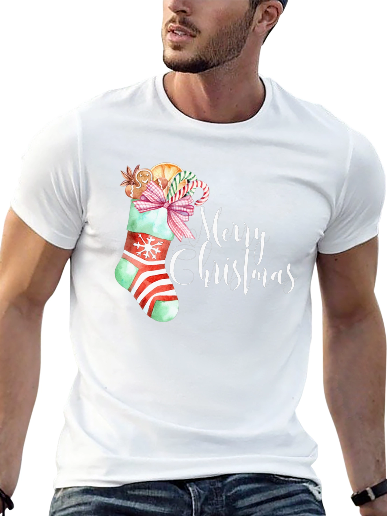 Festive Merry Christmas Stocking T-Shirt