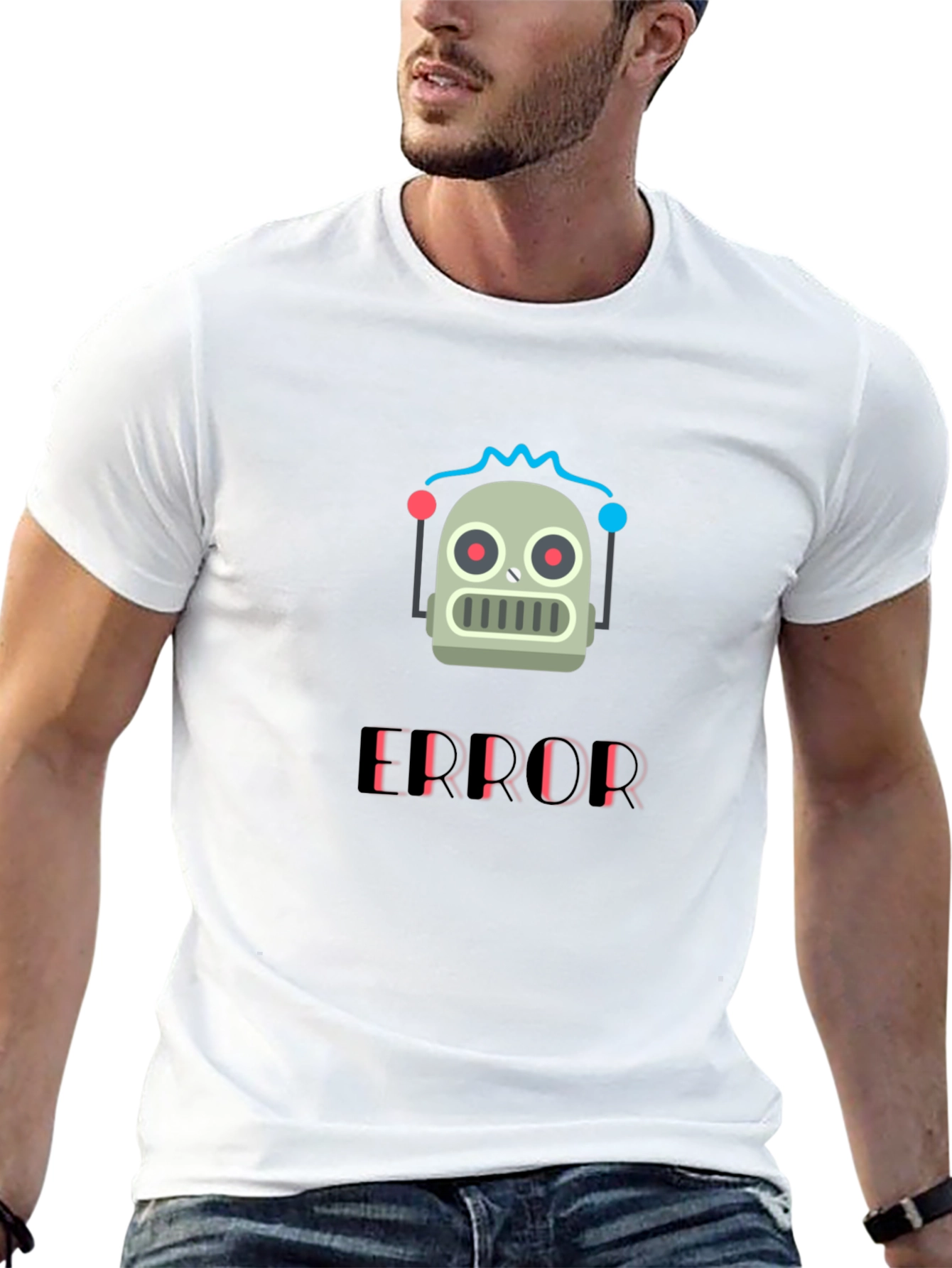 Error Robot Graphic T-Shirt - Black Cotton Tee