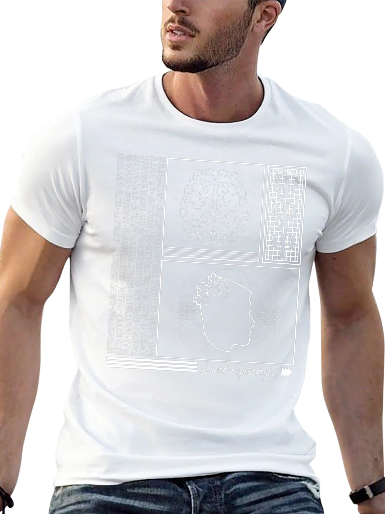School Psychologist T-Shirt - Brain & Puzzle Design