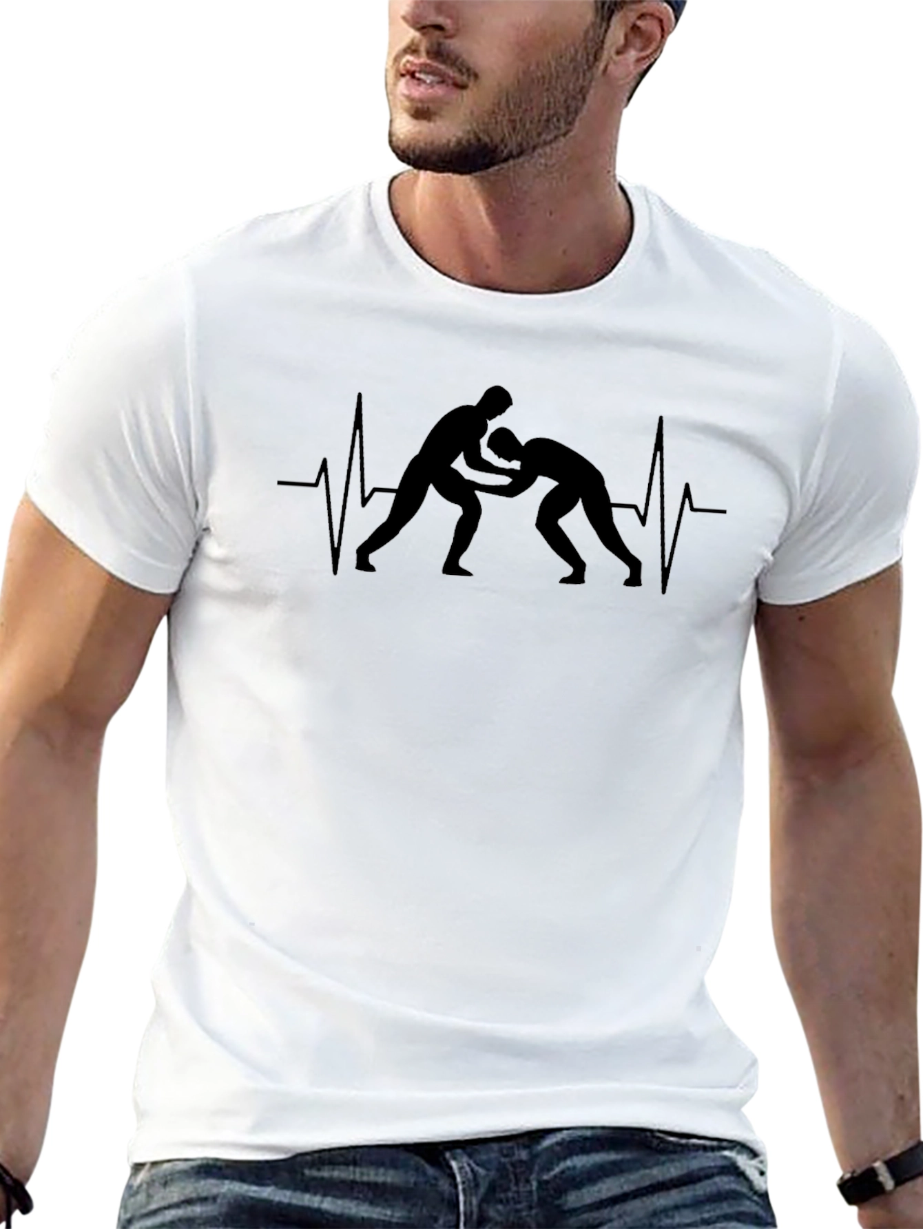 Wrestling Heartbeat Graphic Tee - Black