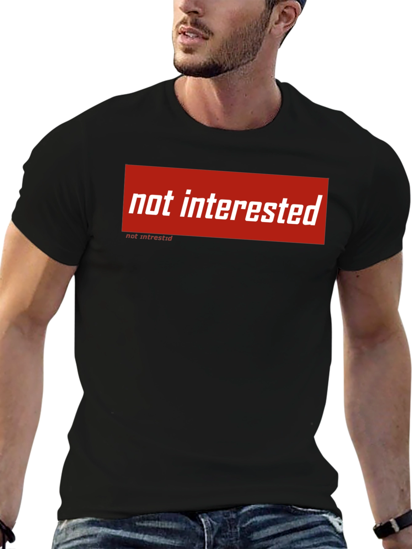 Not Interested Graphic Tee - Black Cotton T-Shirt