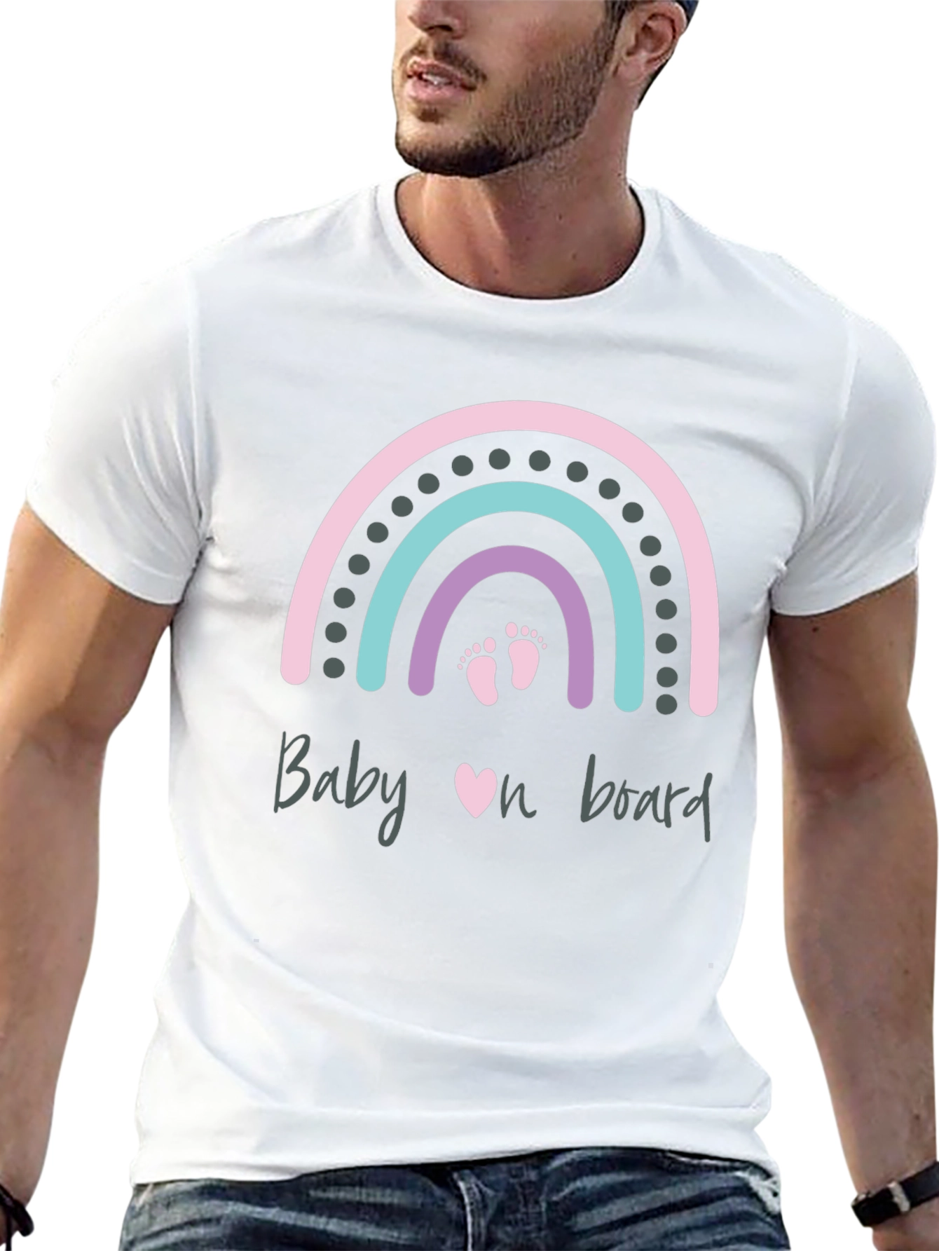 Baby On Board Rainbow Graphic Tee