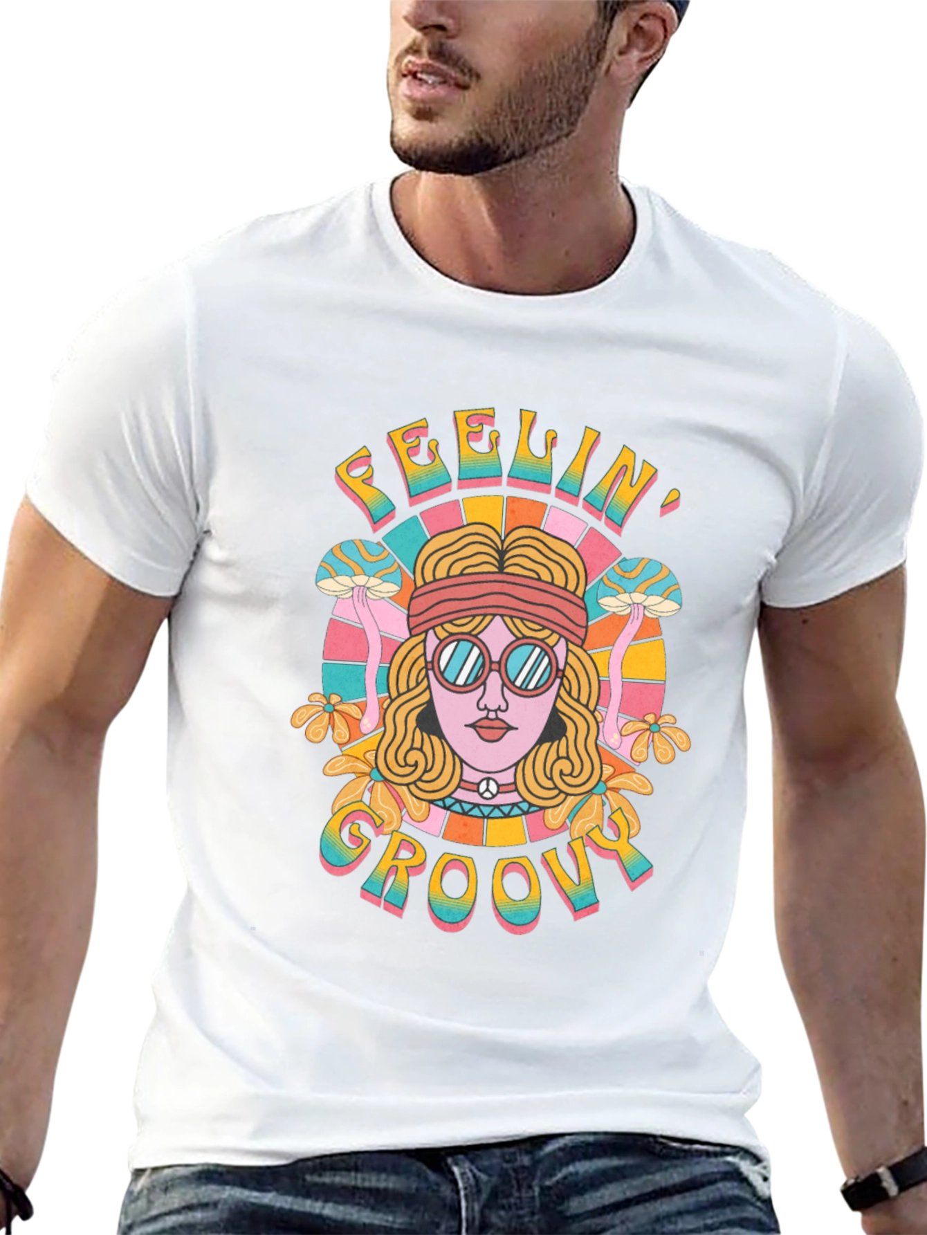 Feelin Groovy Retro Graphic Tee - Black