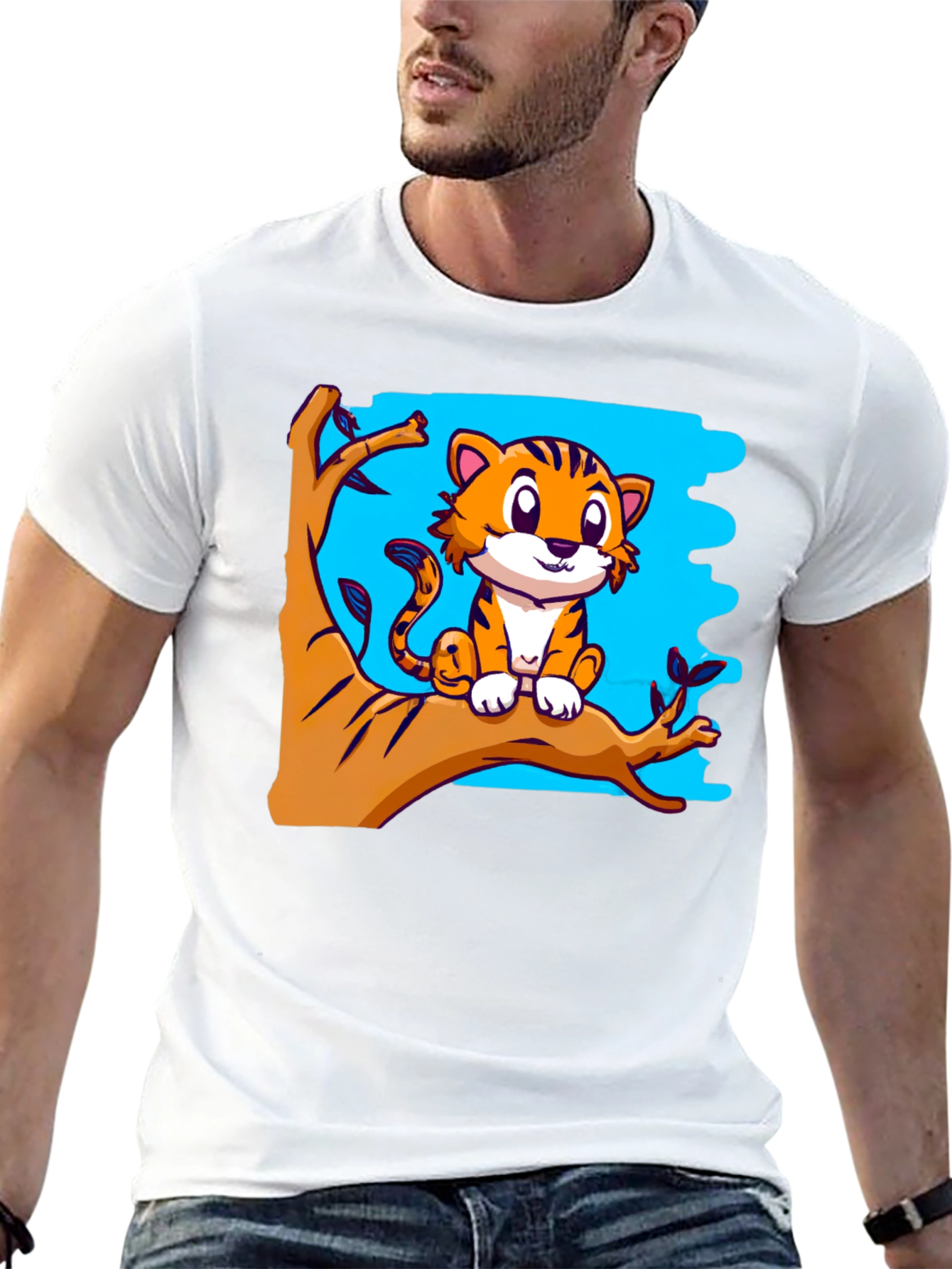 Cute Tiger Graphic Tee - Black T-Shirt
