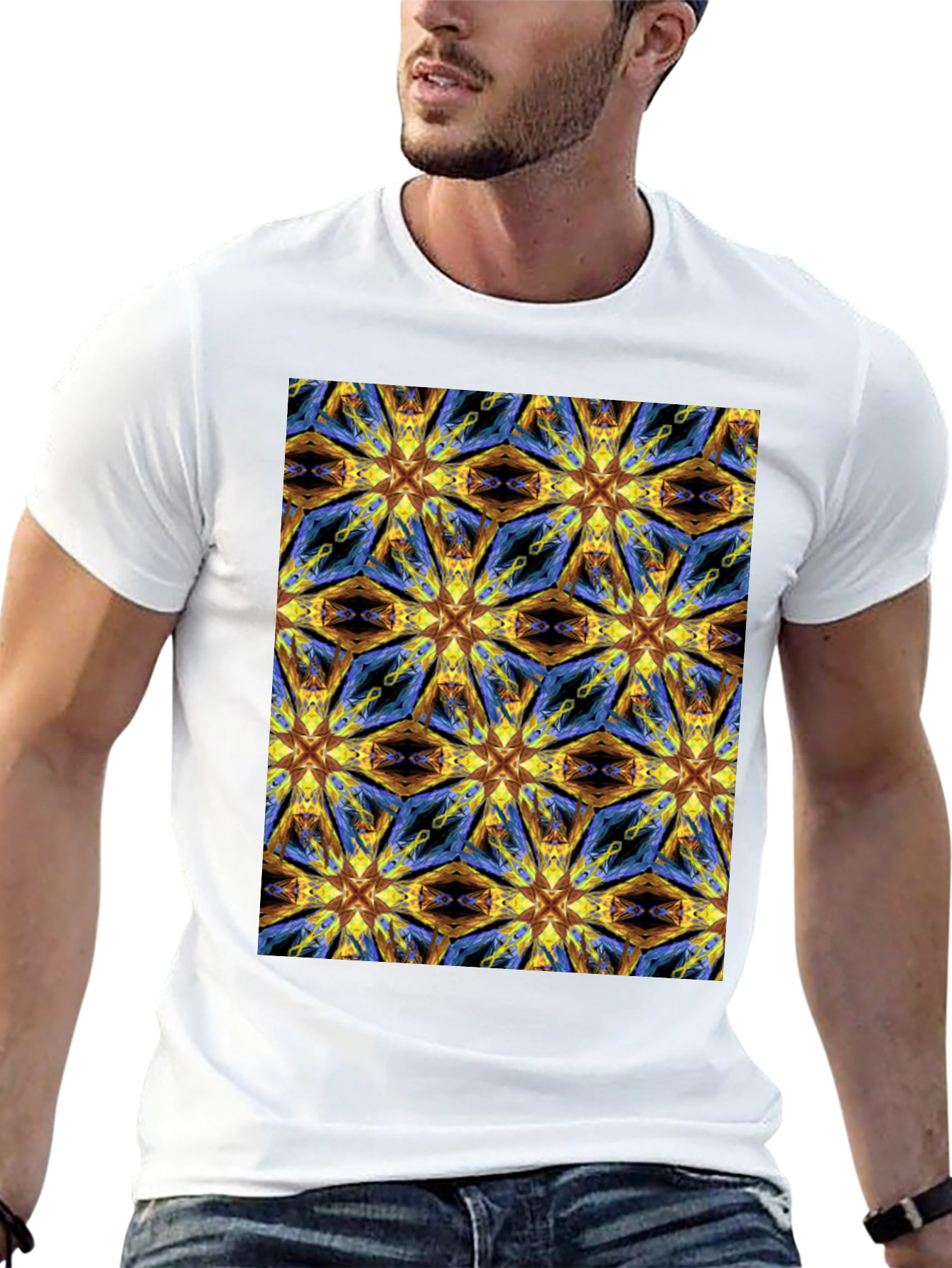 Kaleidoscope Pattern Black T-Shirt
