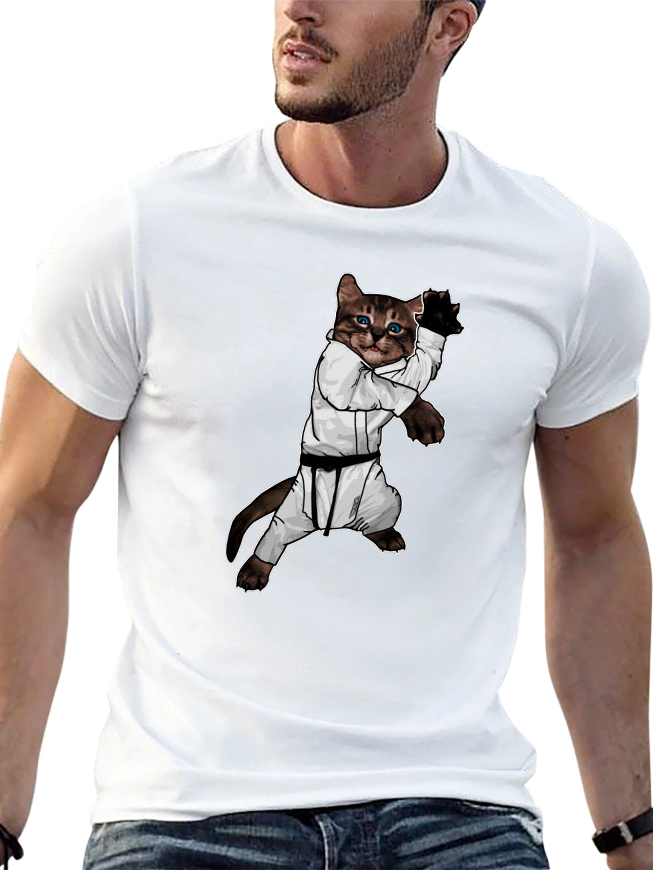 Karate Cat Black T-Shirt