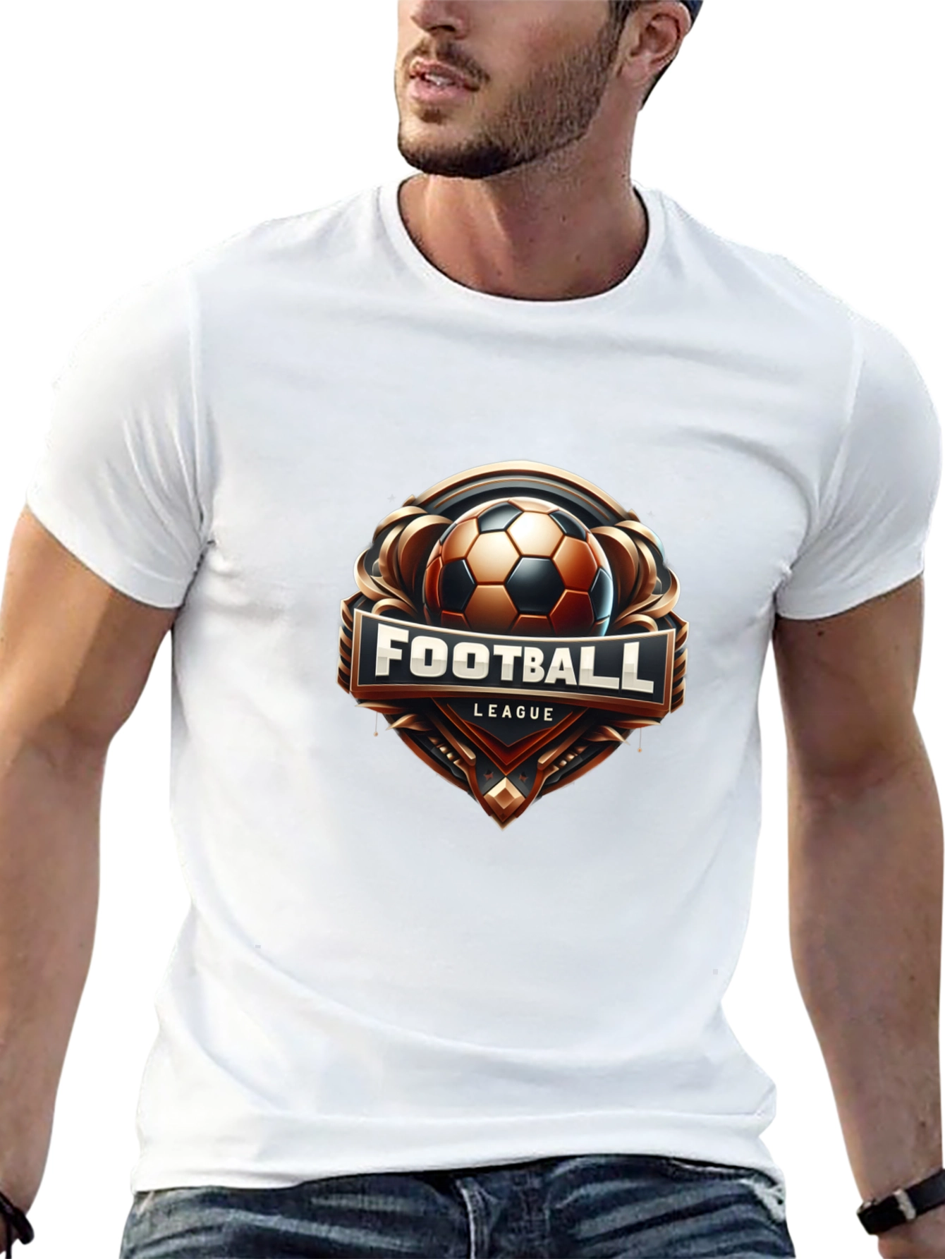 Football League Graphic Tee - Black Cotton T-Shirt