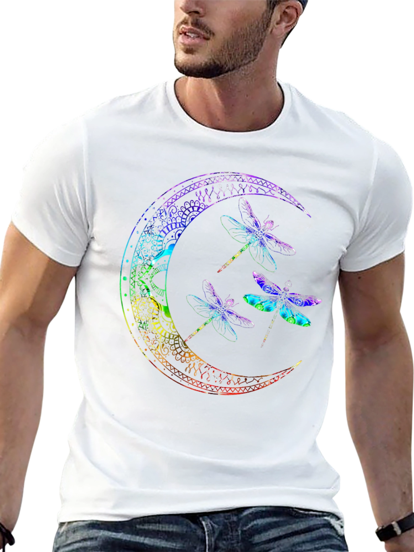 Dragonfly Moon Graphic Tee - Black Cotton Comfort