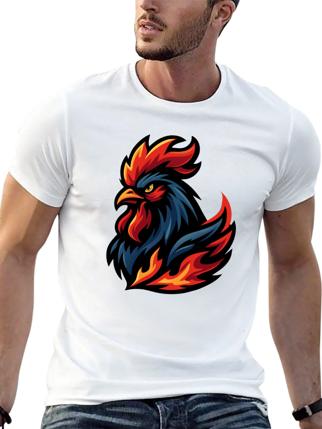 Rooster Graphic T-Shirt - Cool Design!