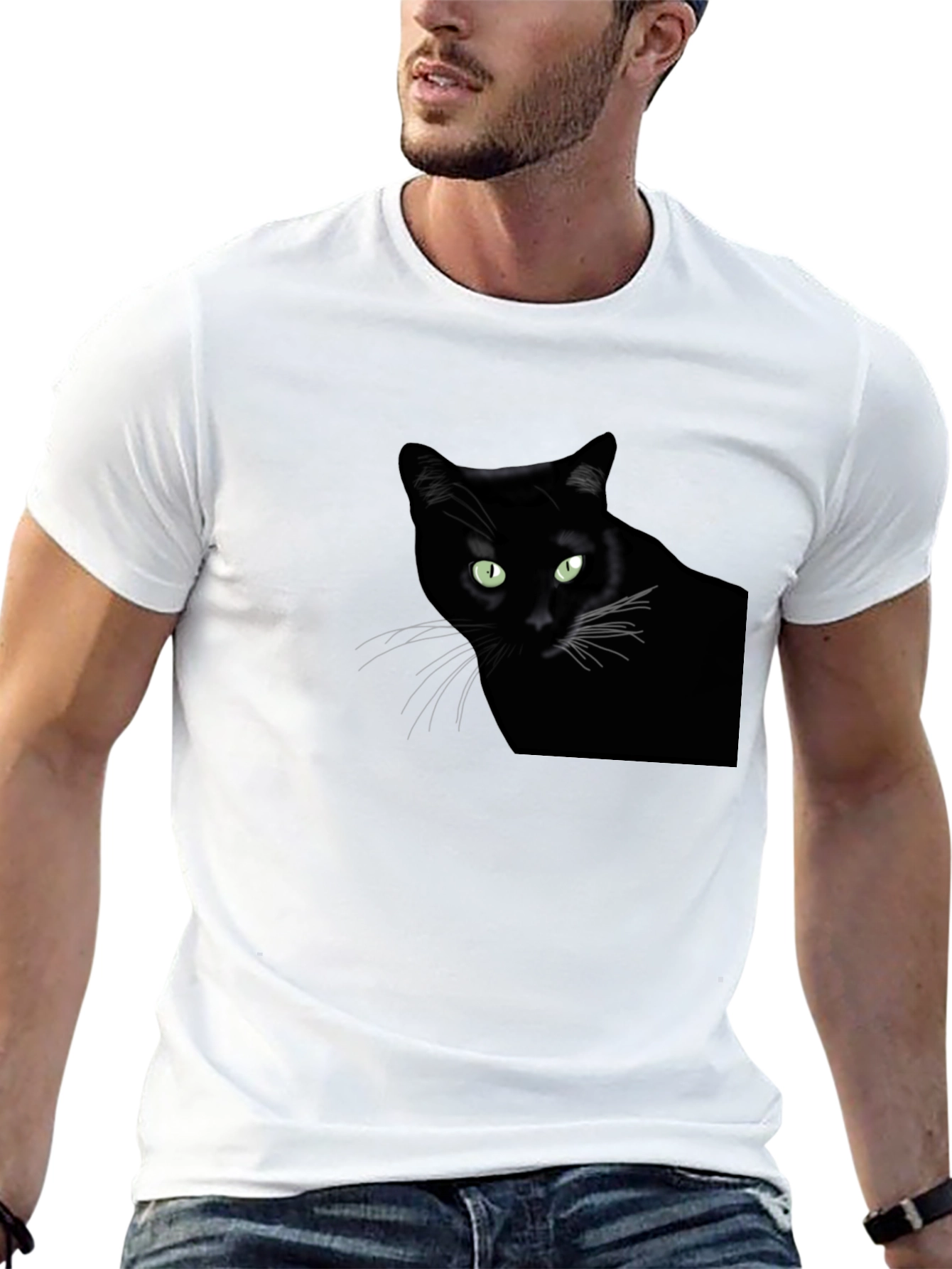 Black Cat Graphic Tee - Mens Casual T-Shirt