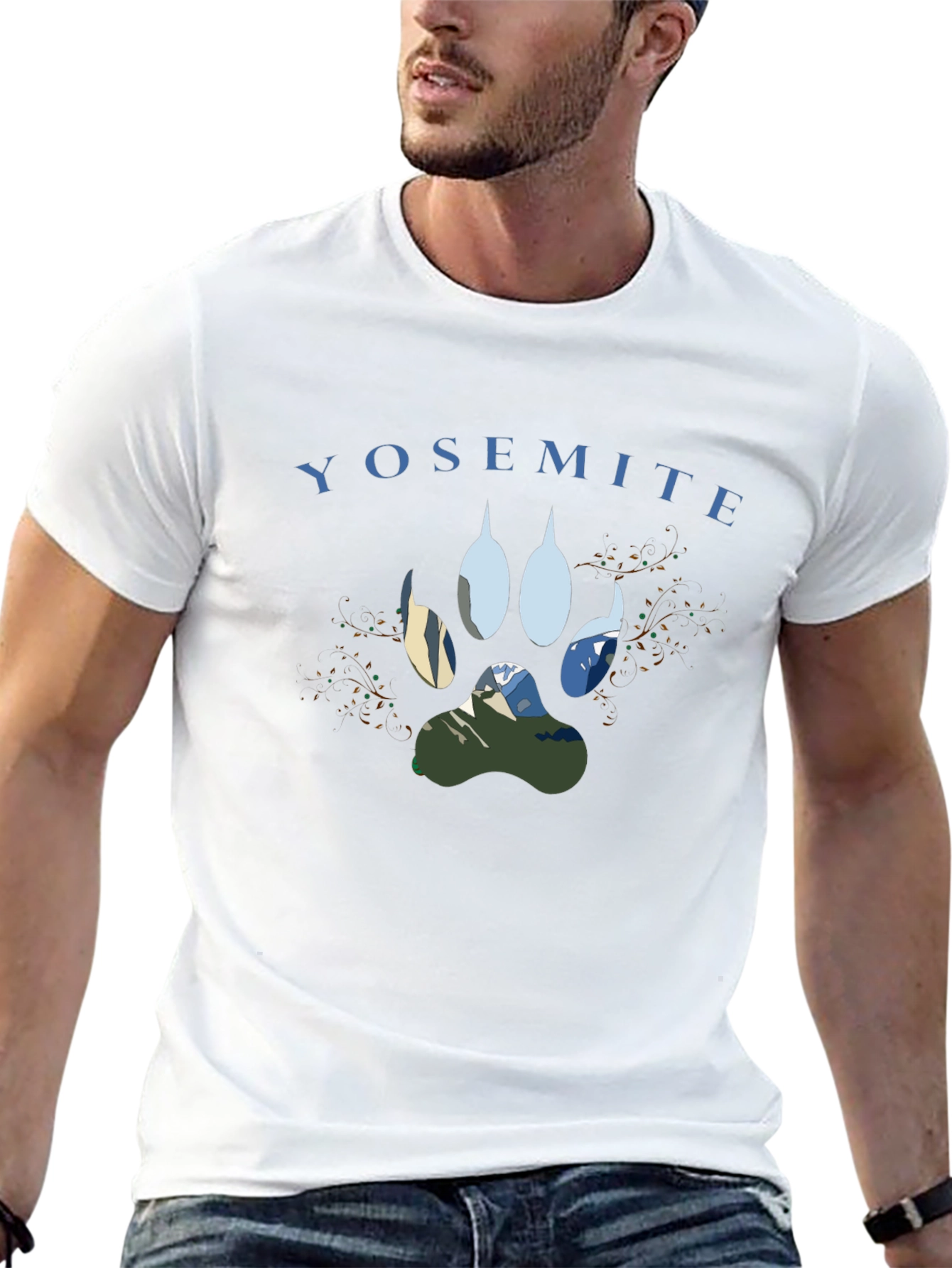 Yosemite Paw Print Graphic Tee - Black