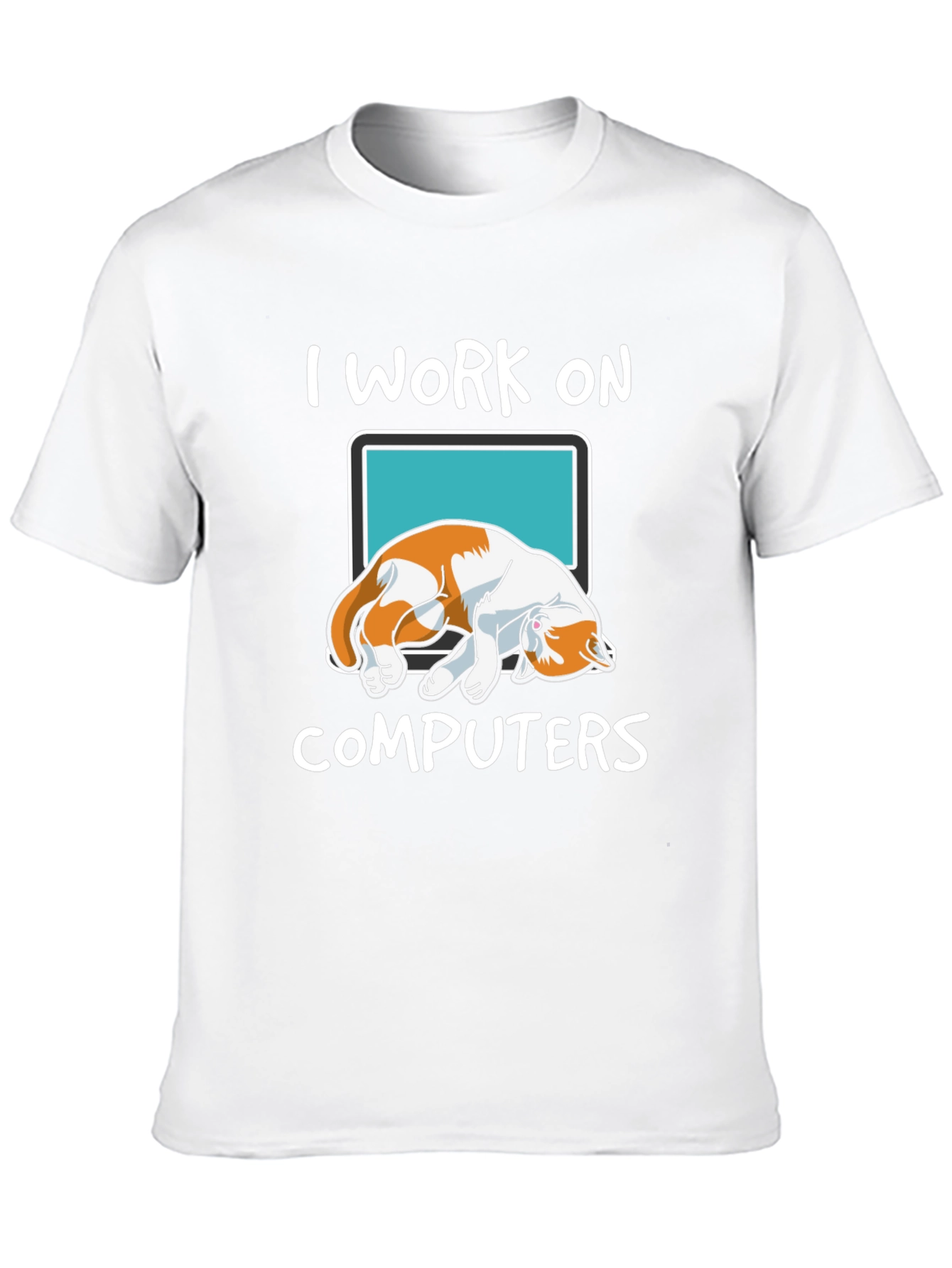 I Work On Computers Cat Graphic T-Shirt