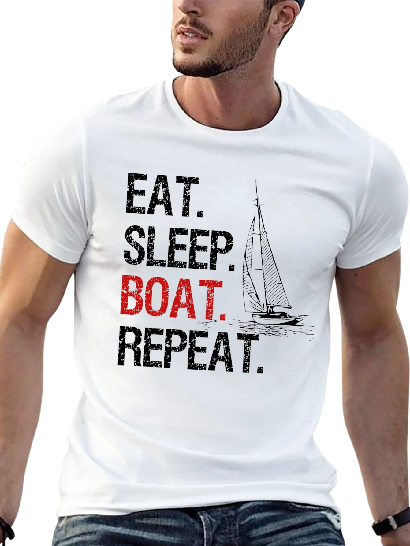 Eat Sleep Boat Repeat T-Shirt - Boating Lifestyle Tee