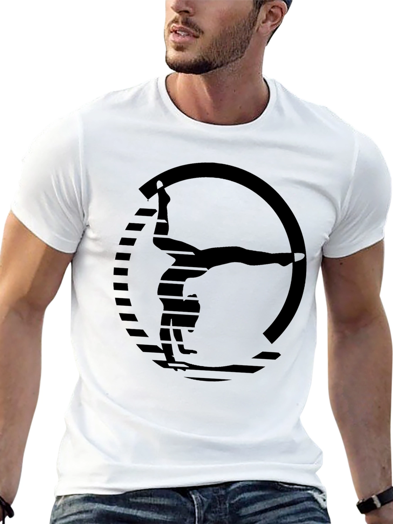 Gymnast Silhouette Graphic Black T-Shirt
