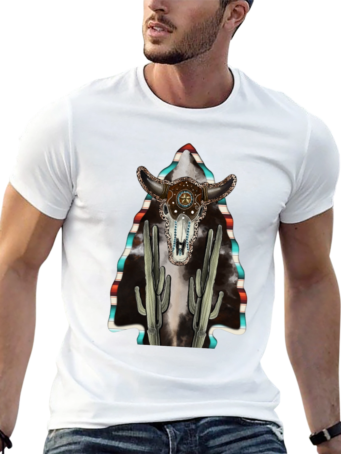 Western Bull Skull Cactus T-Shirt