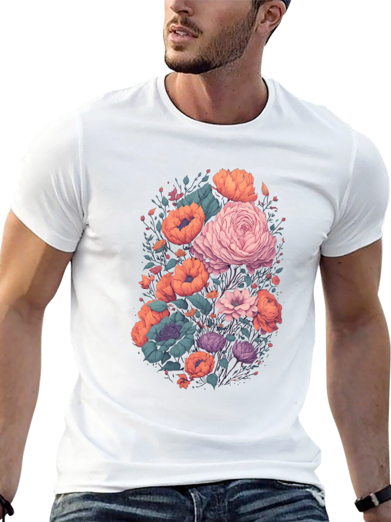 Floral Graphic Black T-Shirt