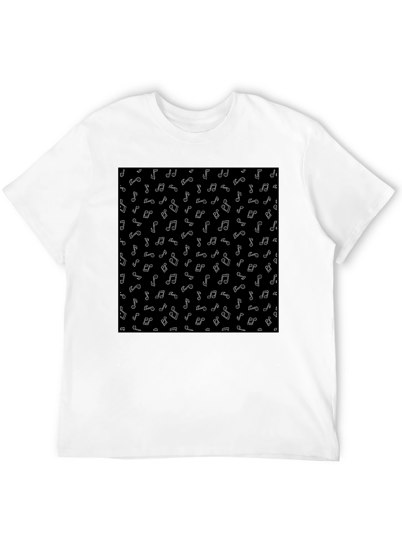 Musical Note Pattern Black T-Shirt