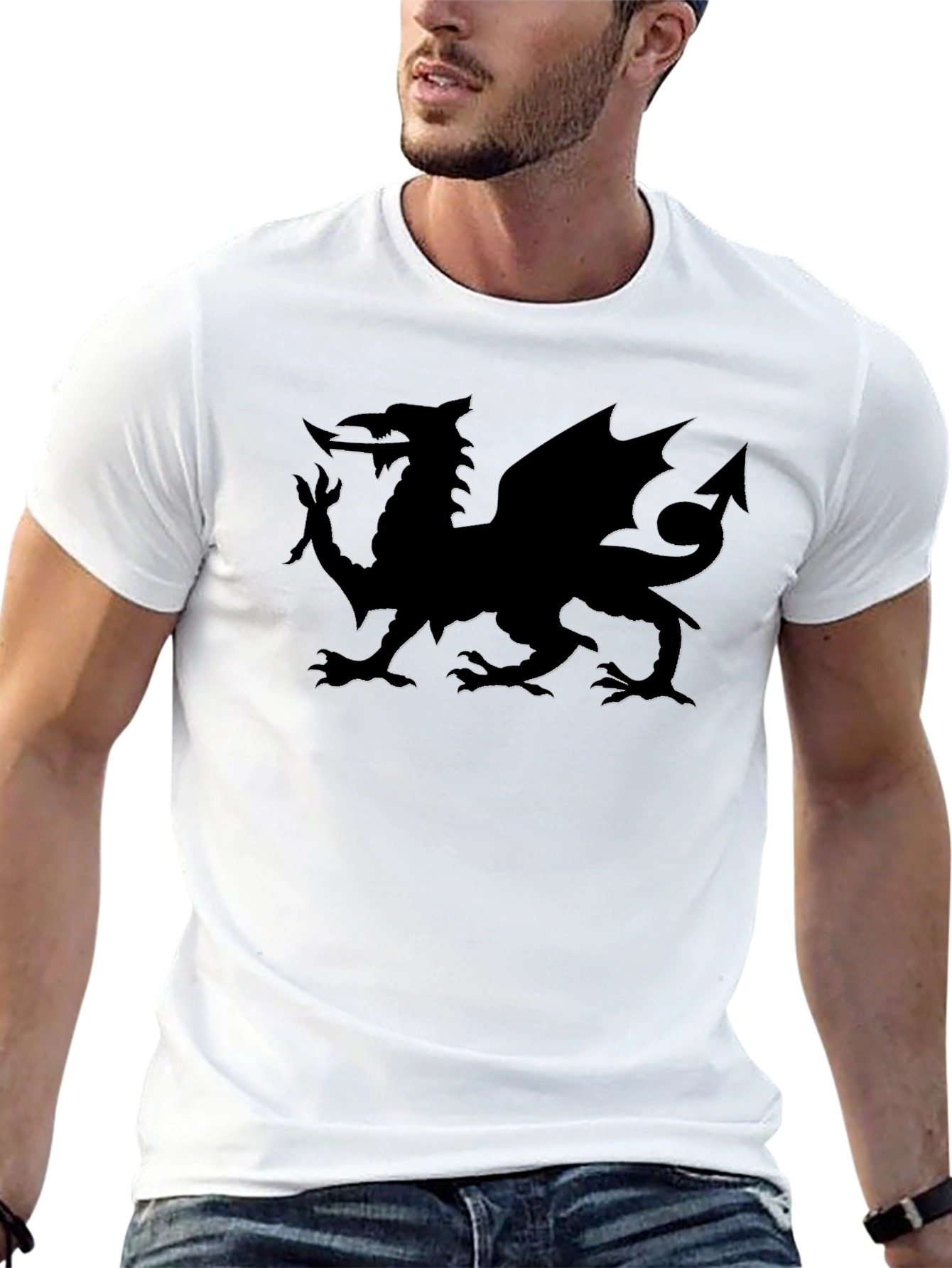 Welsh Dragon Tee - Black Cotton Graphic T-Shirt