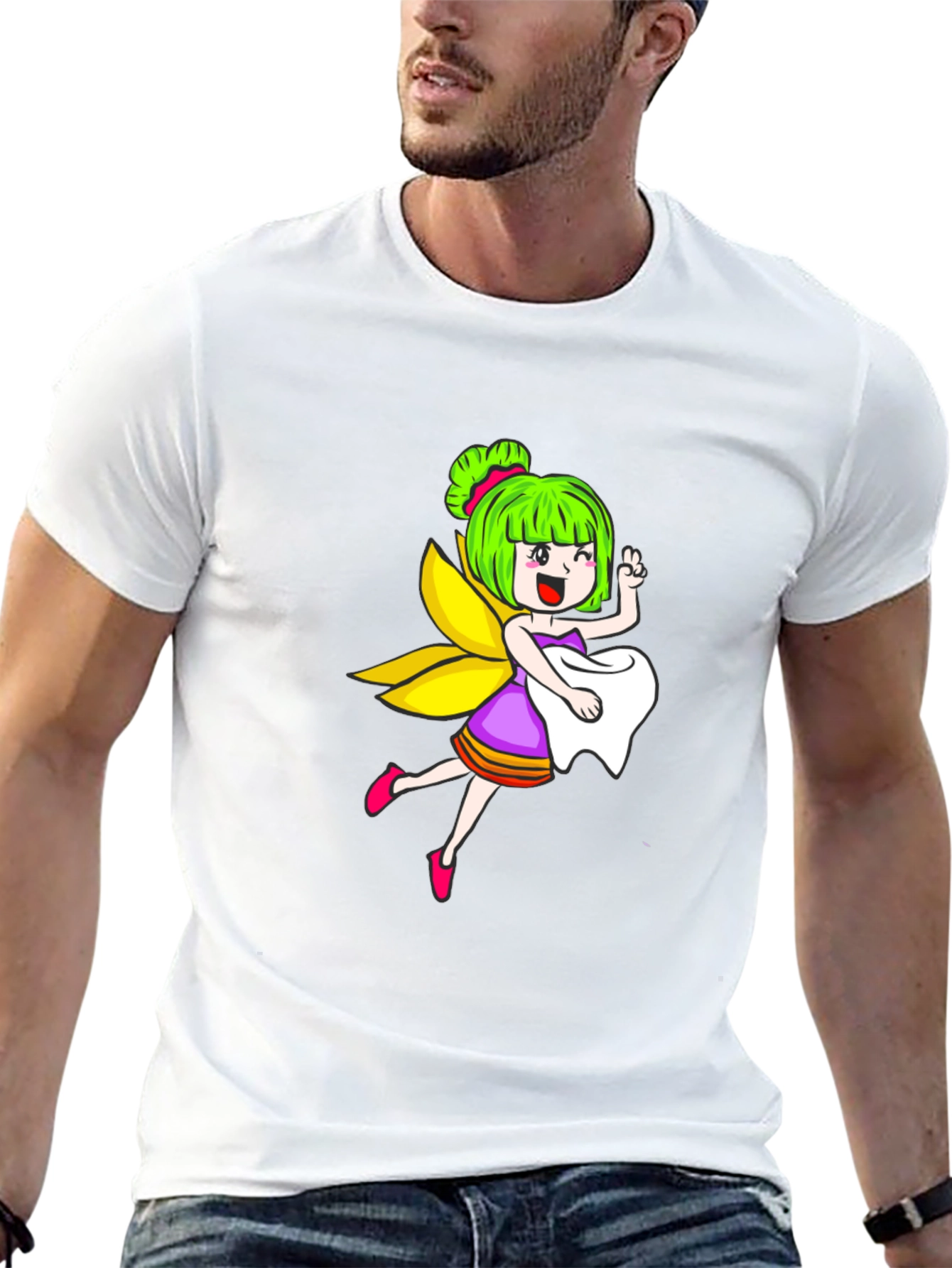 Cute Fairy Graphic Black T-Shirt