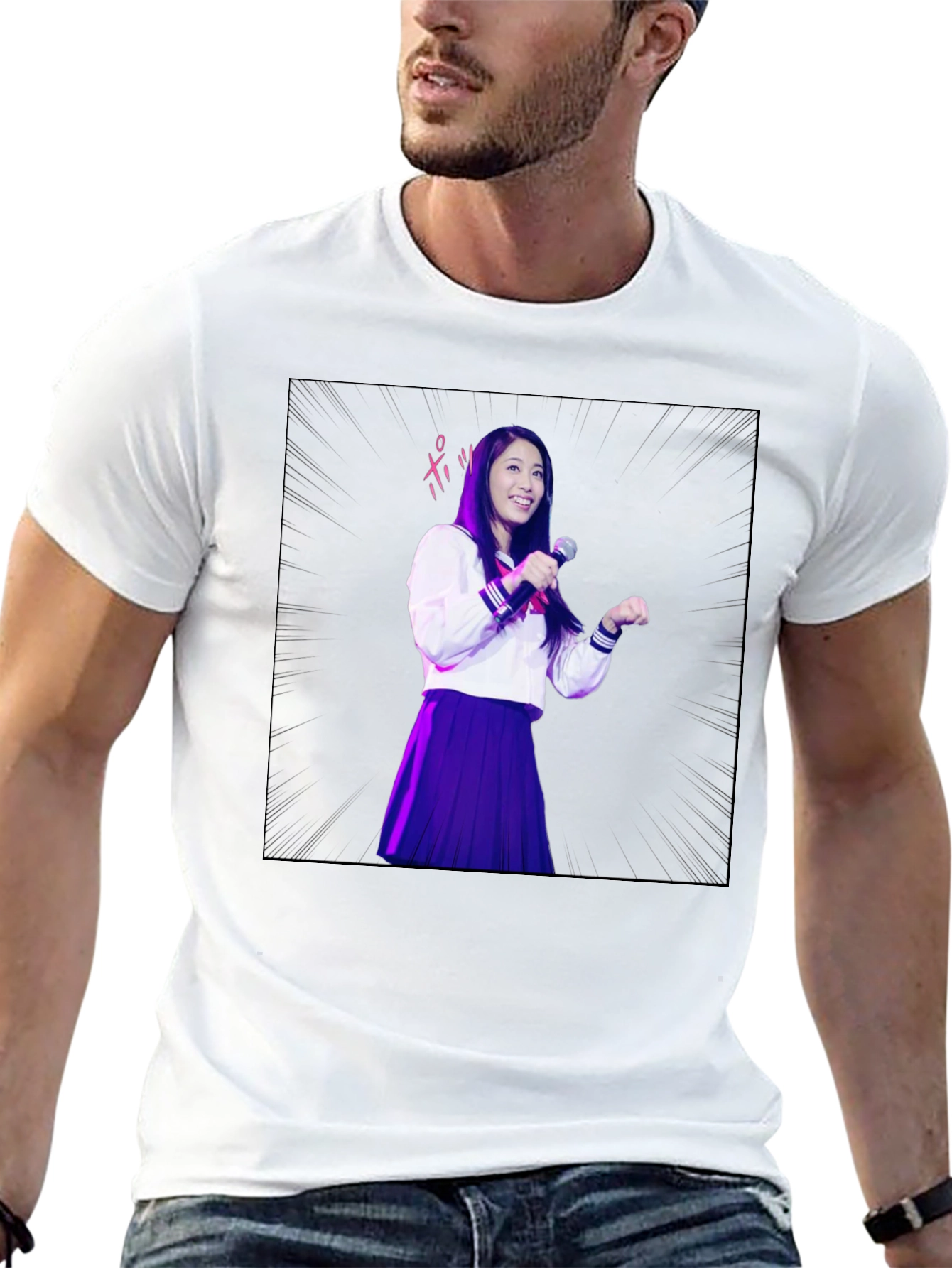 Stylish Black T-Shirt with Anime Girl Graphic