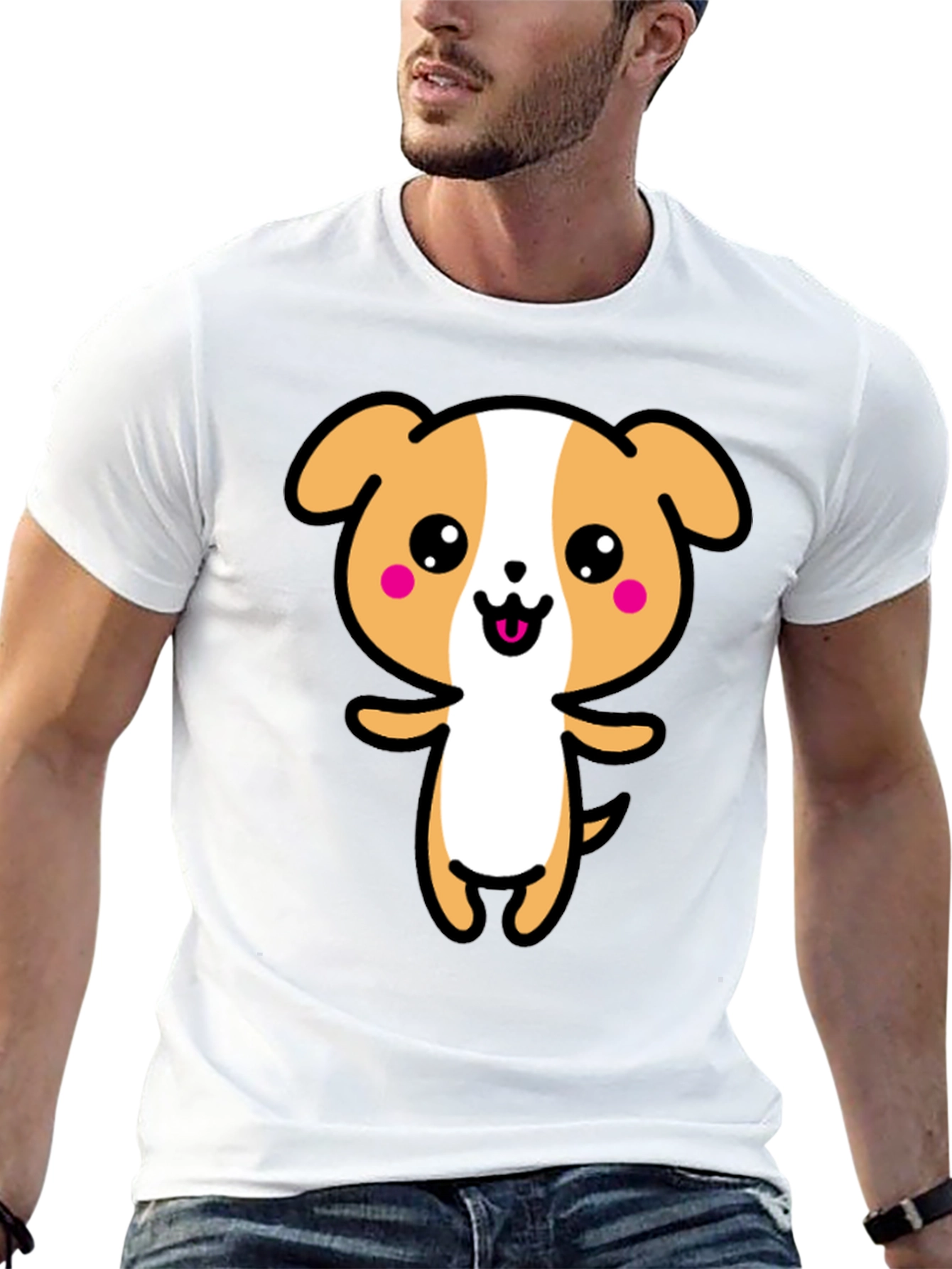 Kawaii Puppy Graphic Black T-Shirt