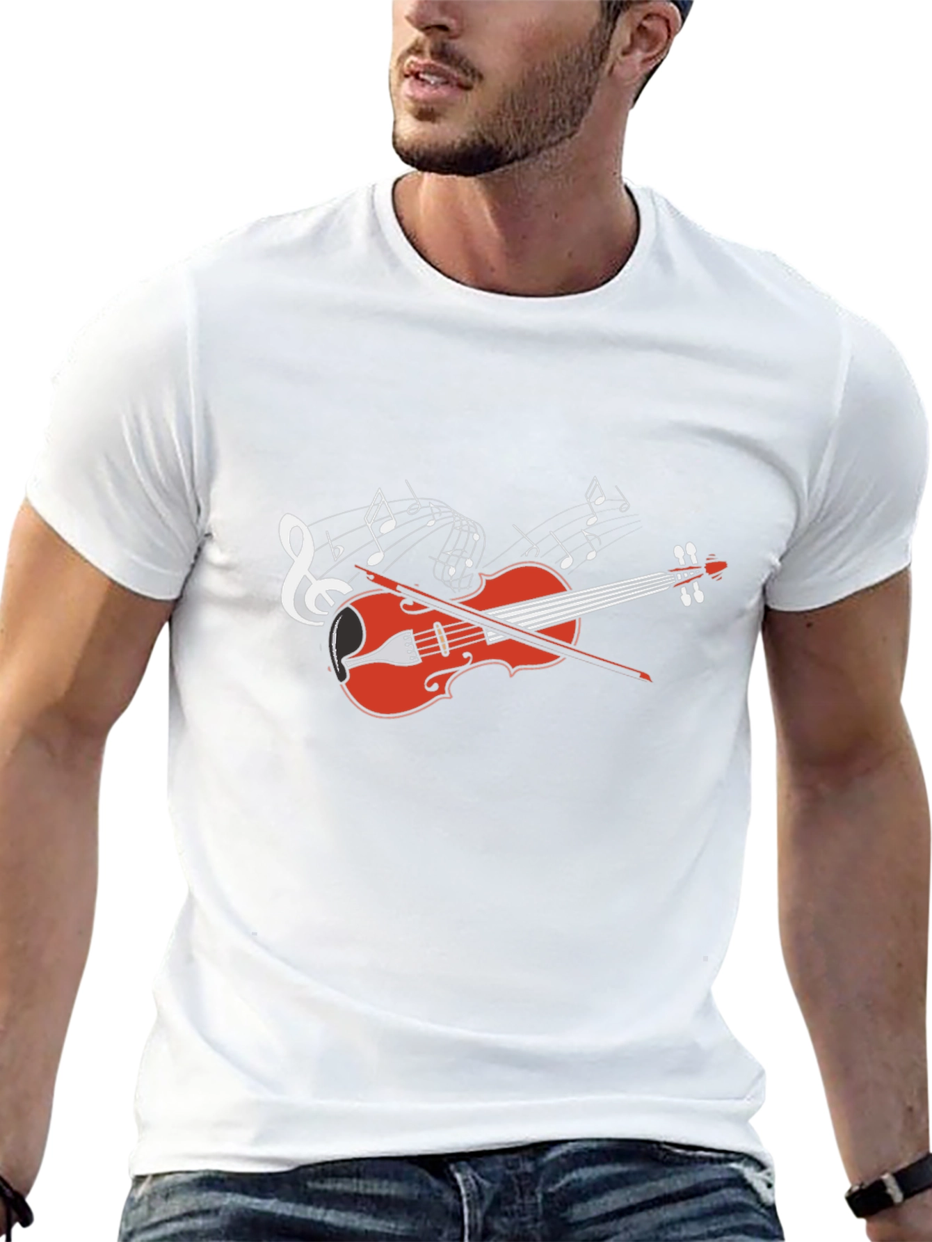 Musical Violin Graphic T-Shirt - Black