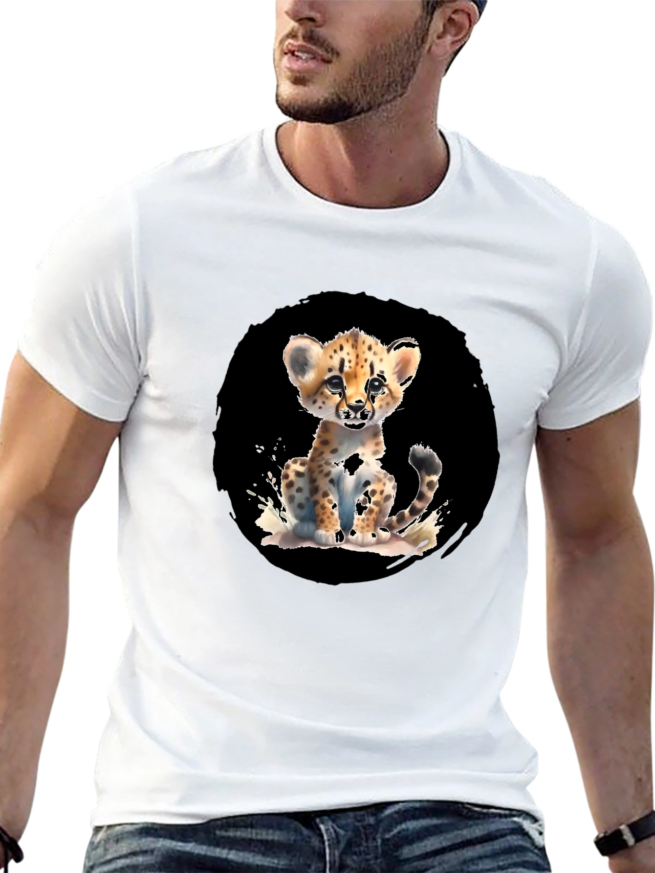 Cheetah Cub Graphic Black T-Shirt