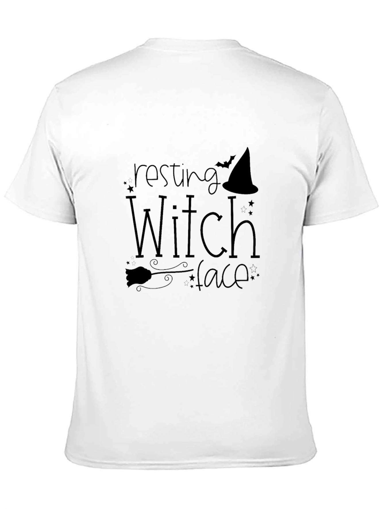 Resting Witch Face Halloween Graphic Tee - Black