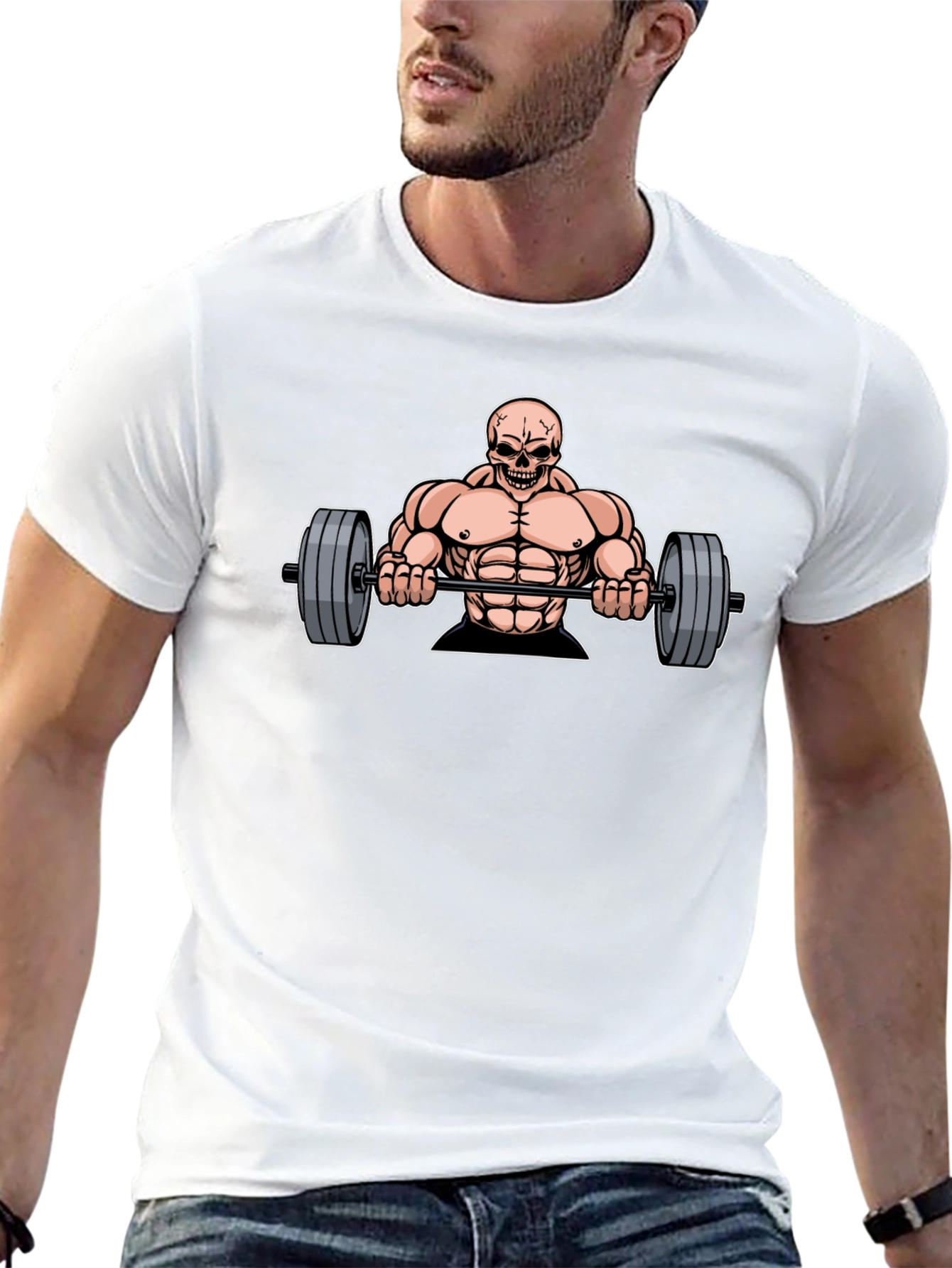 Skull Bodybuilder Graphic Tee - Black