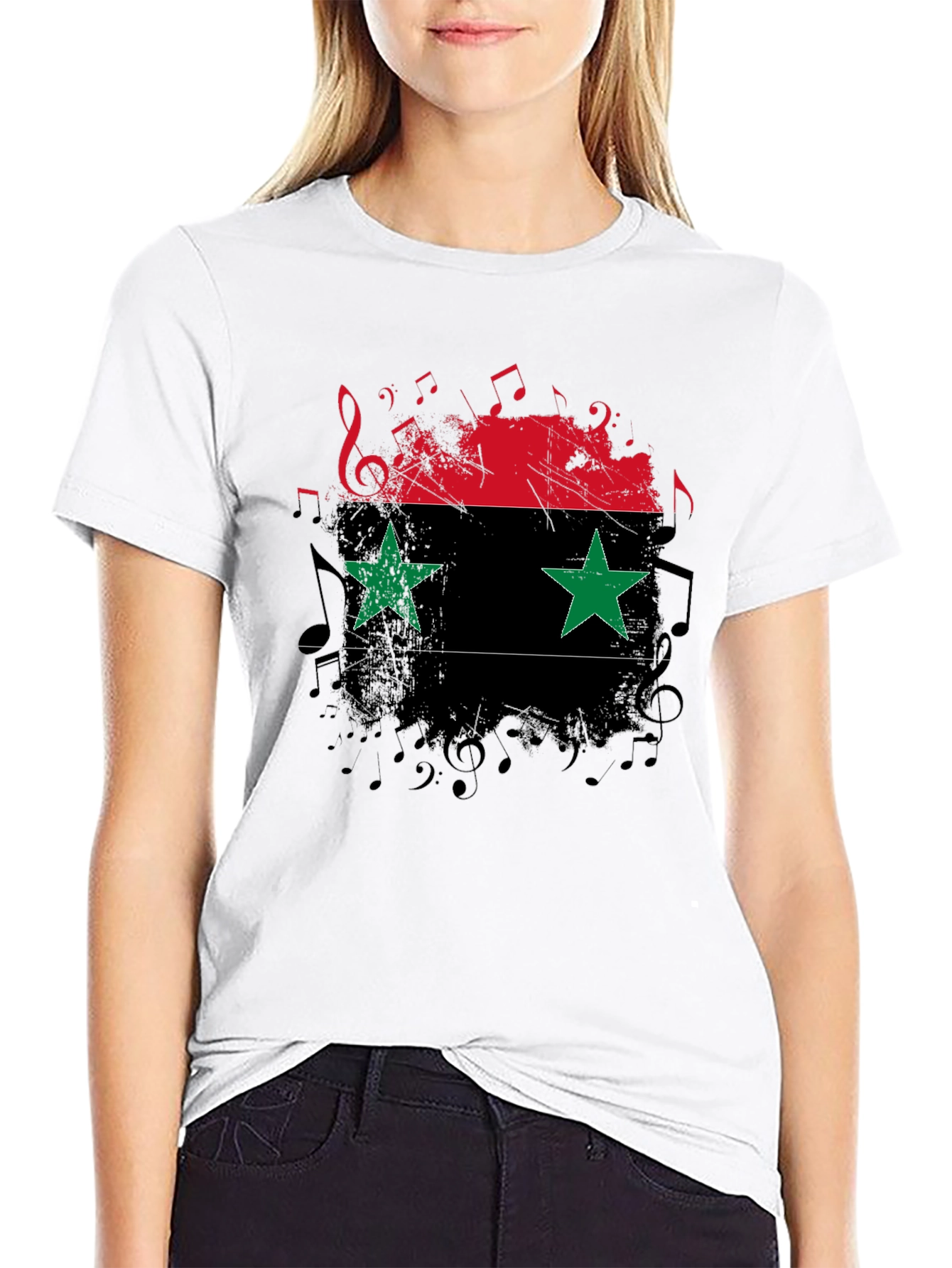 Syria Flag Music Note T-Shirt - Patriotic Graphic Tee