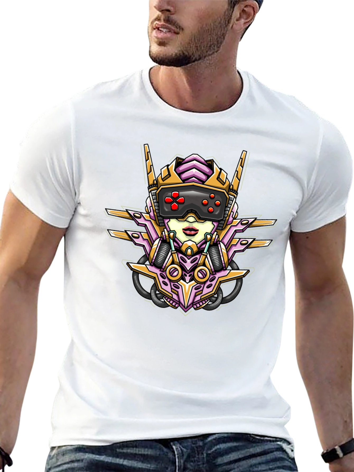 Cyberpunk Gamer Girl Graphic Tee - Black