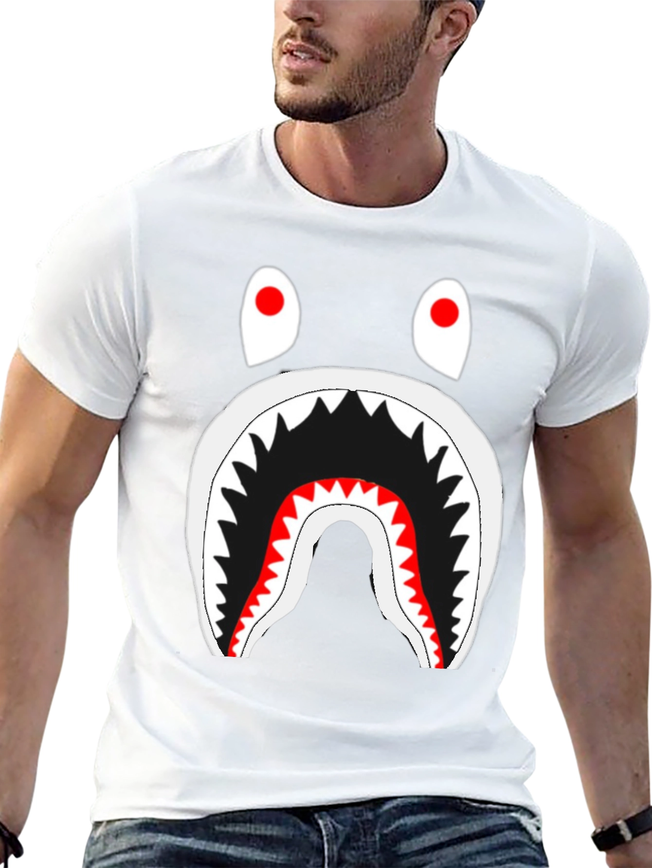 Shark Graphic Tee - Bold Black Cotton T-Shirt