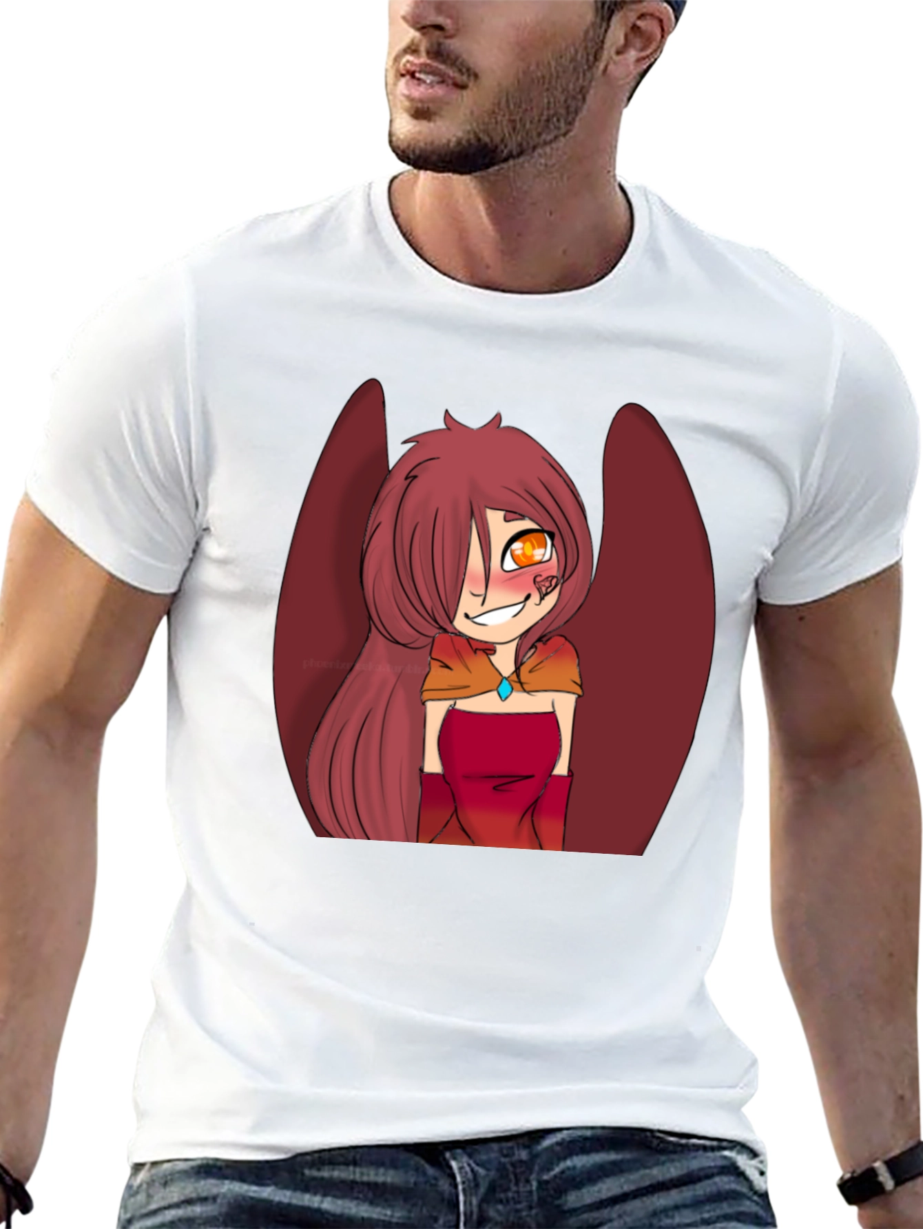 Anime Style Winged Character Graphic Tee