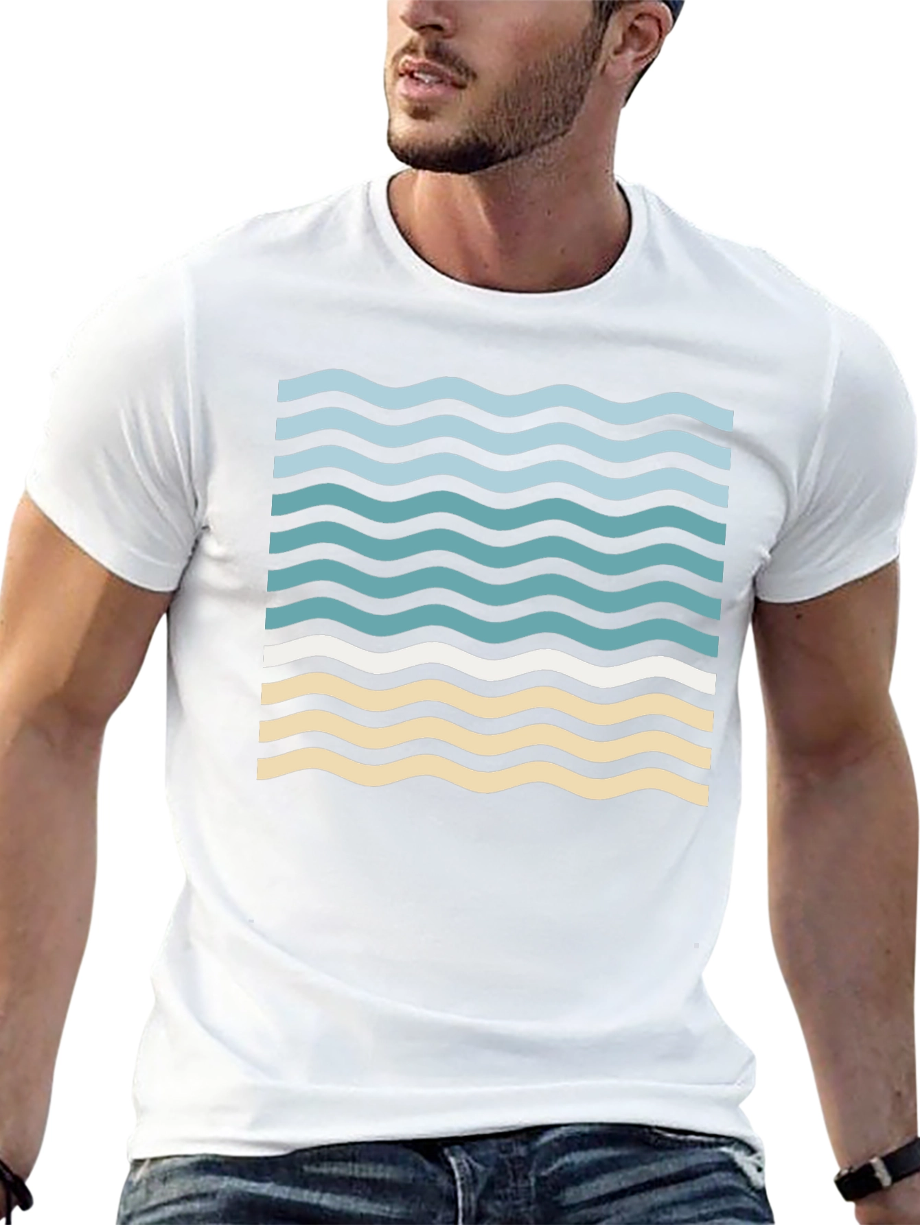 Wavy Graphic Tee - Beach Vibes Shirt