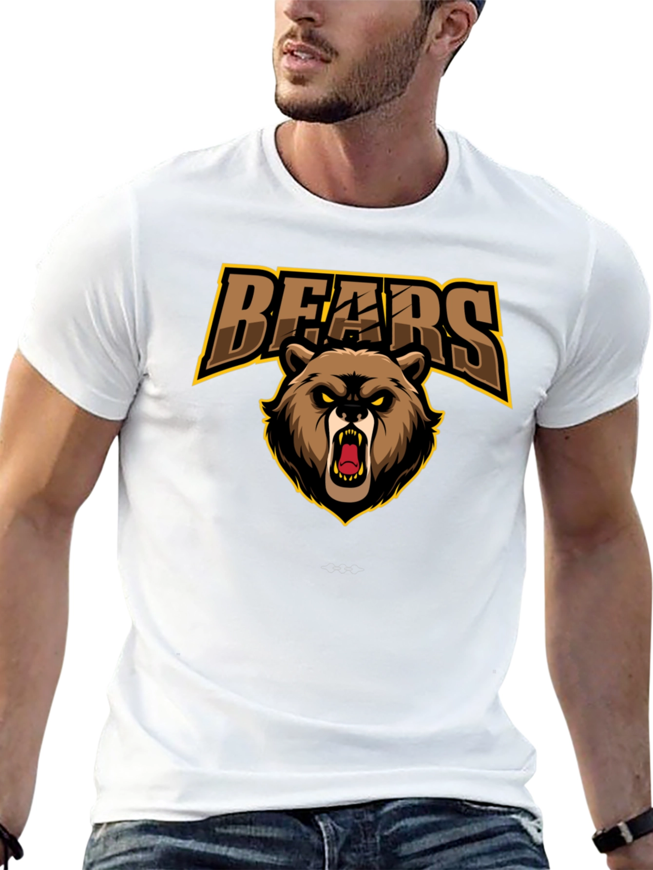 Mens Black Bears Graphic Print T-Shirt