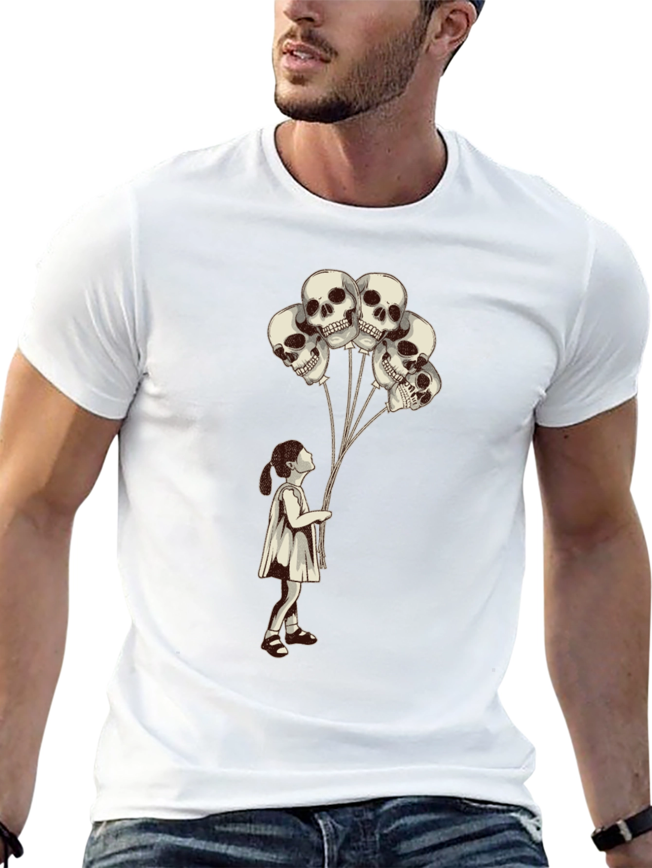 Skull Balloon Graphic Tee - Dark Humor T-Shirt