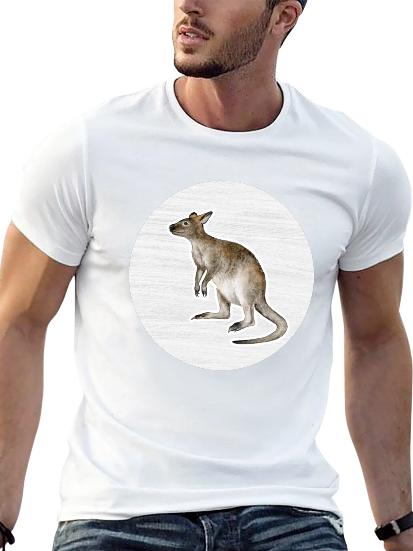 Kangaroo Graphic Tee - Black Cotton Blend