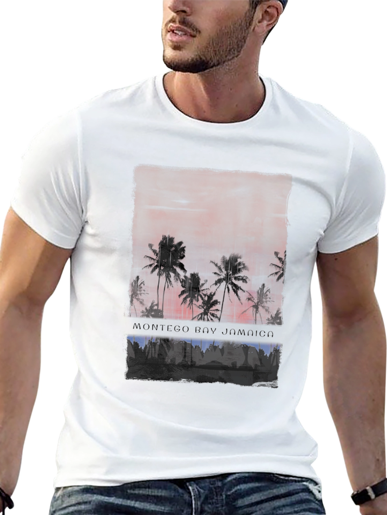 Montego Bay Jamaica Palm Tree Graphic Tee