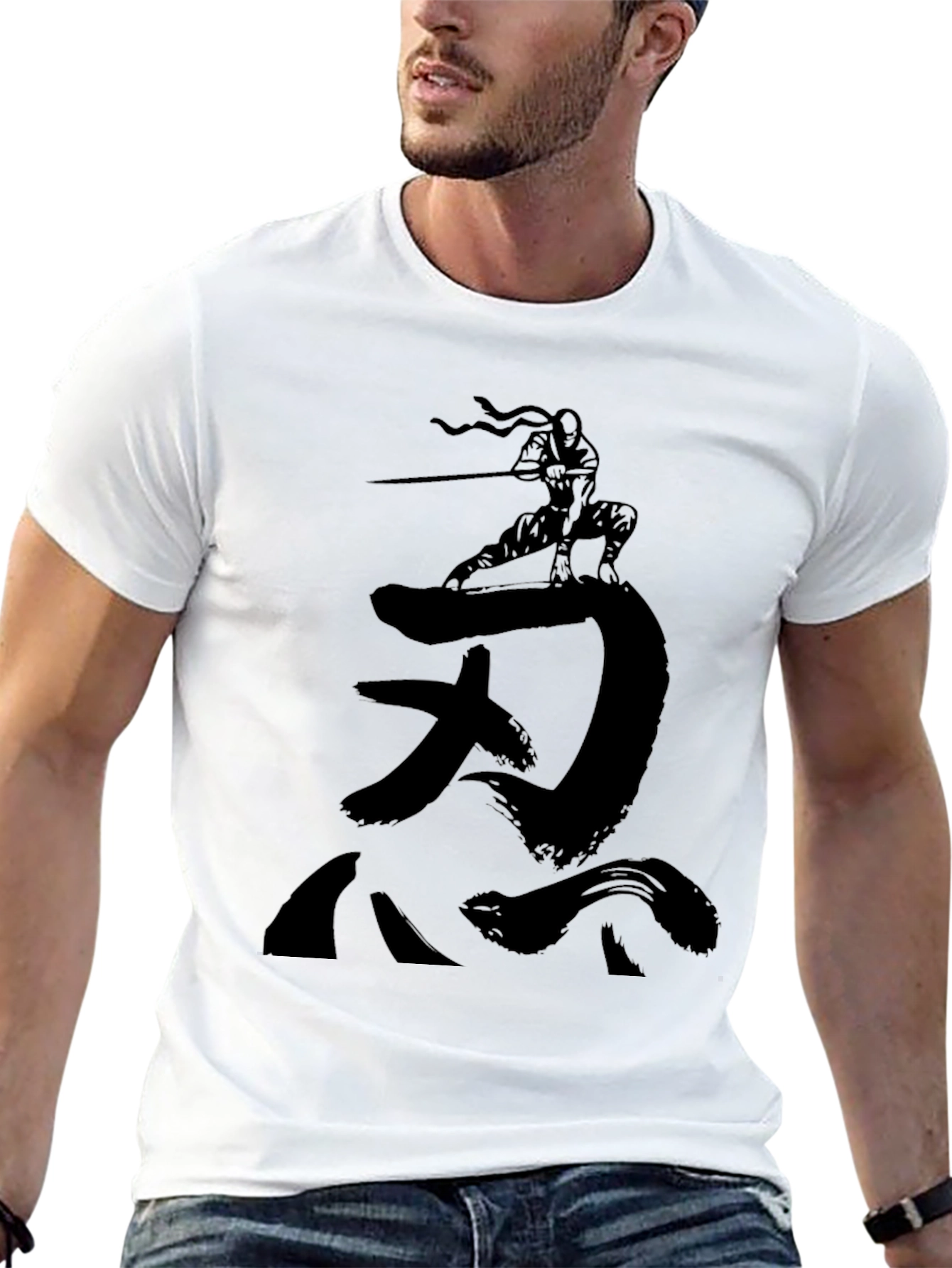 Ninja Silhouette Graphic Black T-Shirt