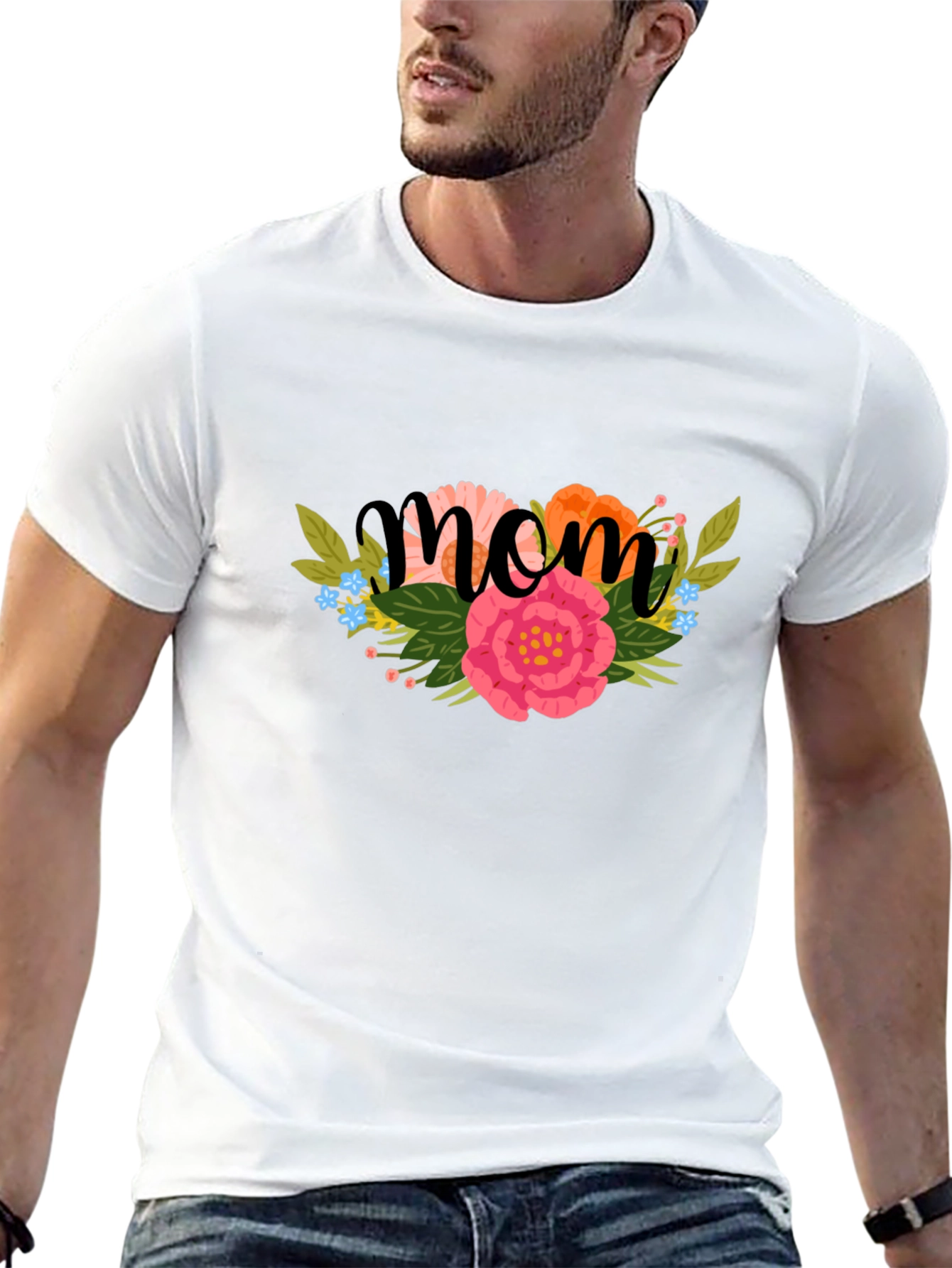 Floral Mom Graphic Black T-Shirt